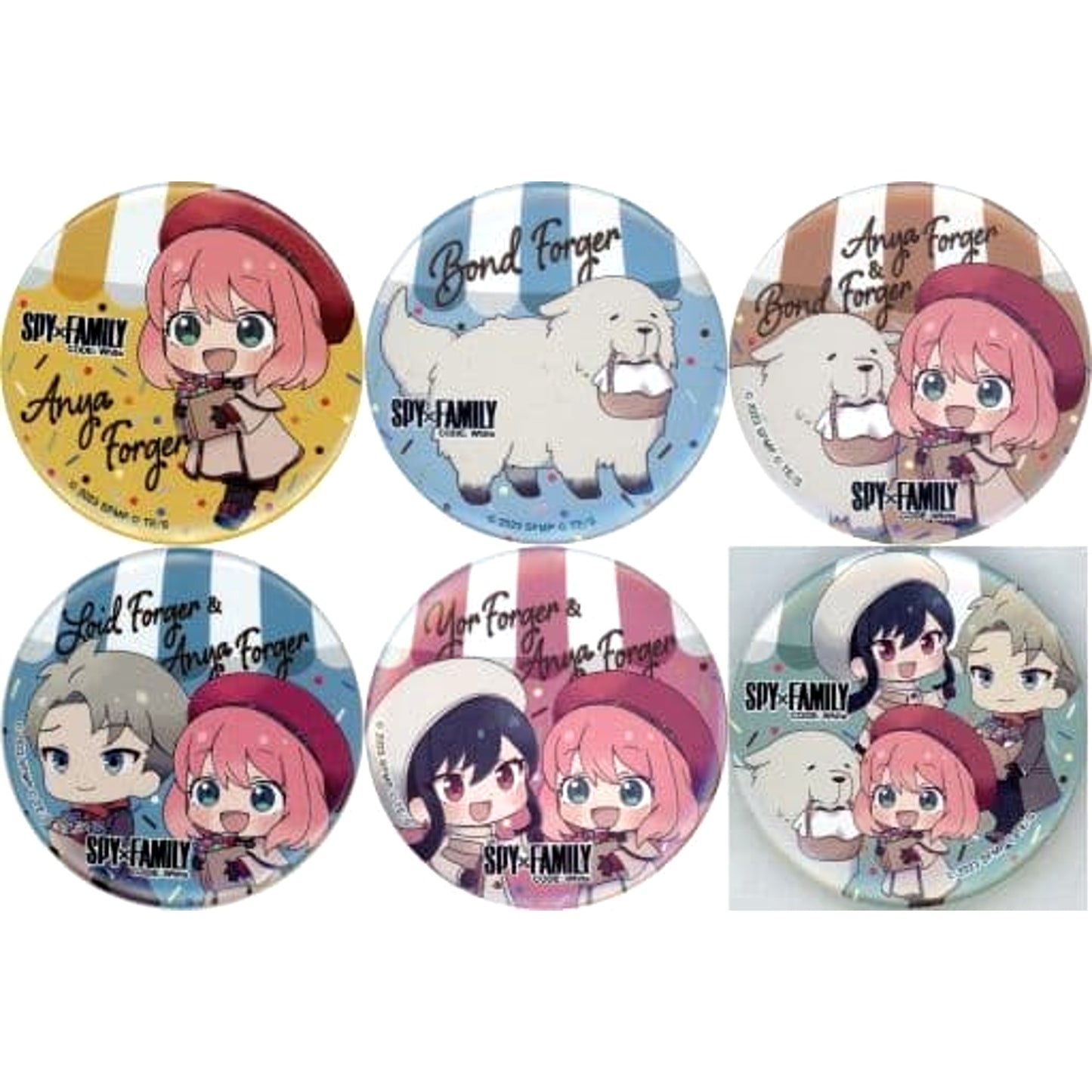 Anya Forger & Others Spy x Family Code: White All 6 Types Set Original Button FamilyMart Exclusive Target Product Purchase Privilege [USED]