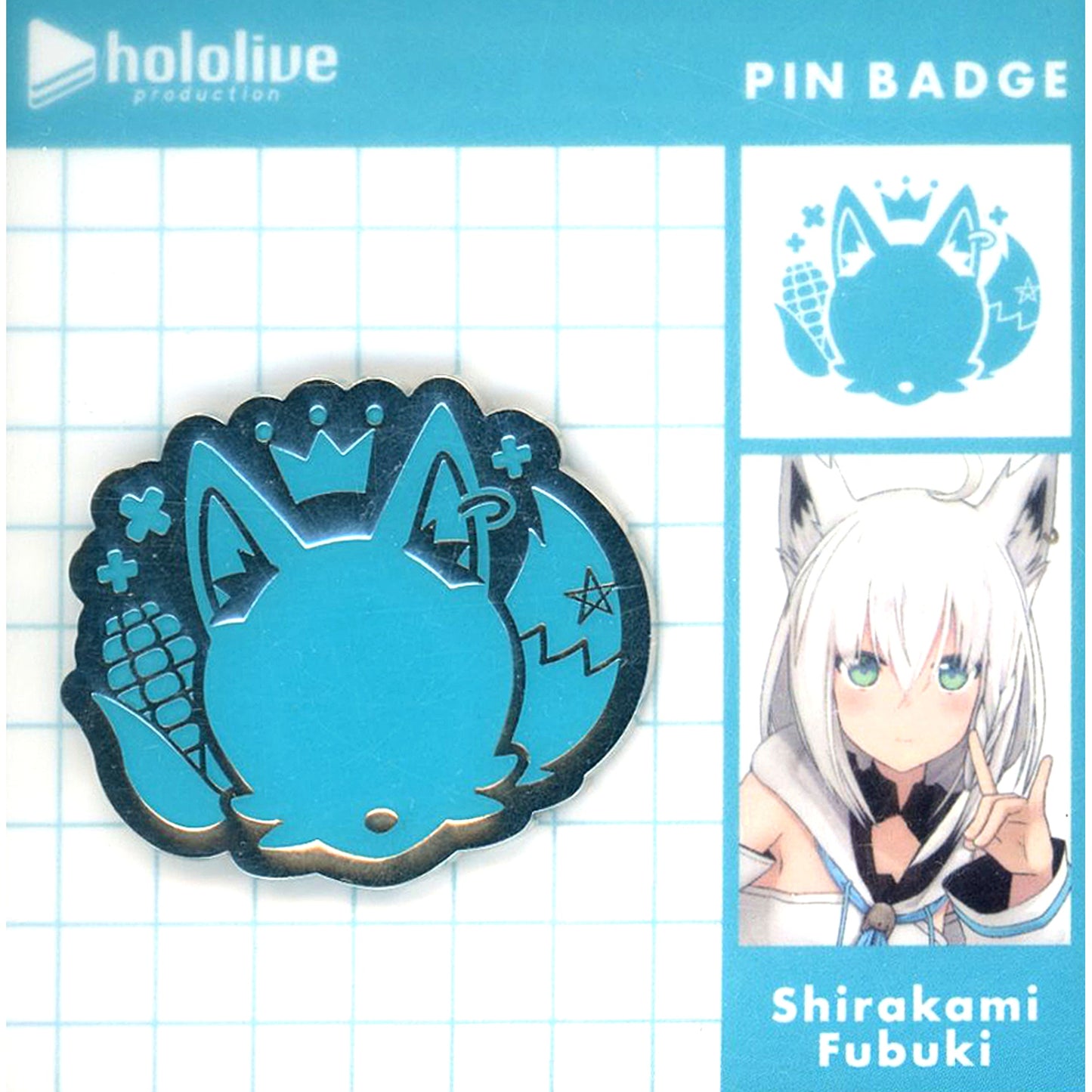 Shirakami Fubuki Hololive Holo Emblem Pin Badge [USED]
