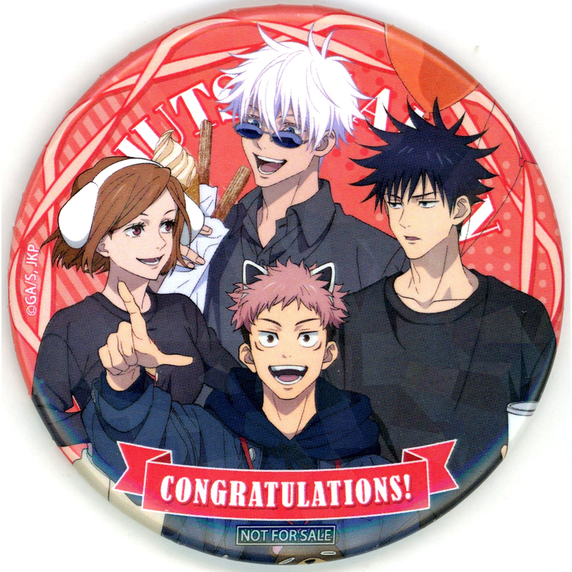Itadori & Fushiguro & Kugisaki & Gojo Red Hologram Button Jujutsu Kaisen Shibuya Incident x Yomiuriland Stamp Rally Completion Bonus [USED]