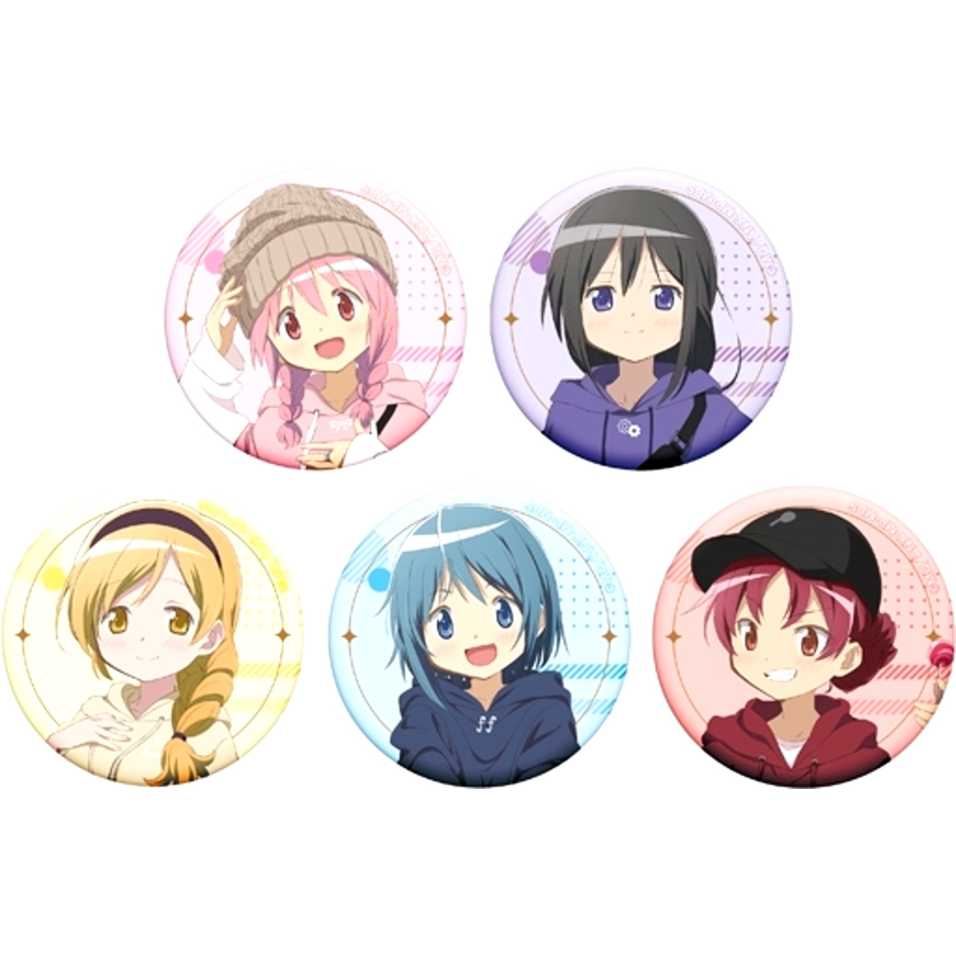 Set of 5 Puella Magi Madoka Magica Chara Badge Collection Hoodie [USED]