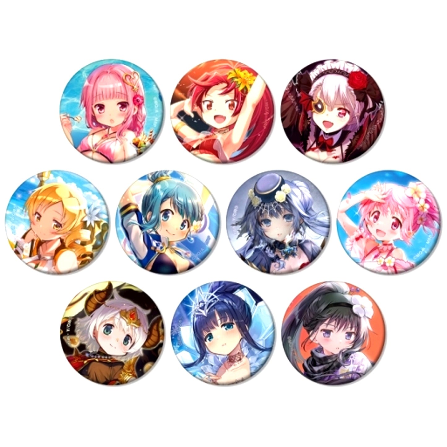 Set of 10 Magia Record Puella Magi Madoka Magica Side Story Trading Matte Button [USED]