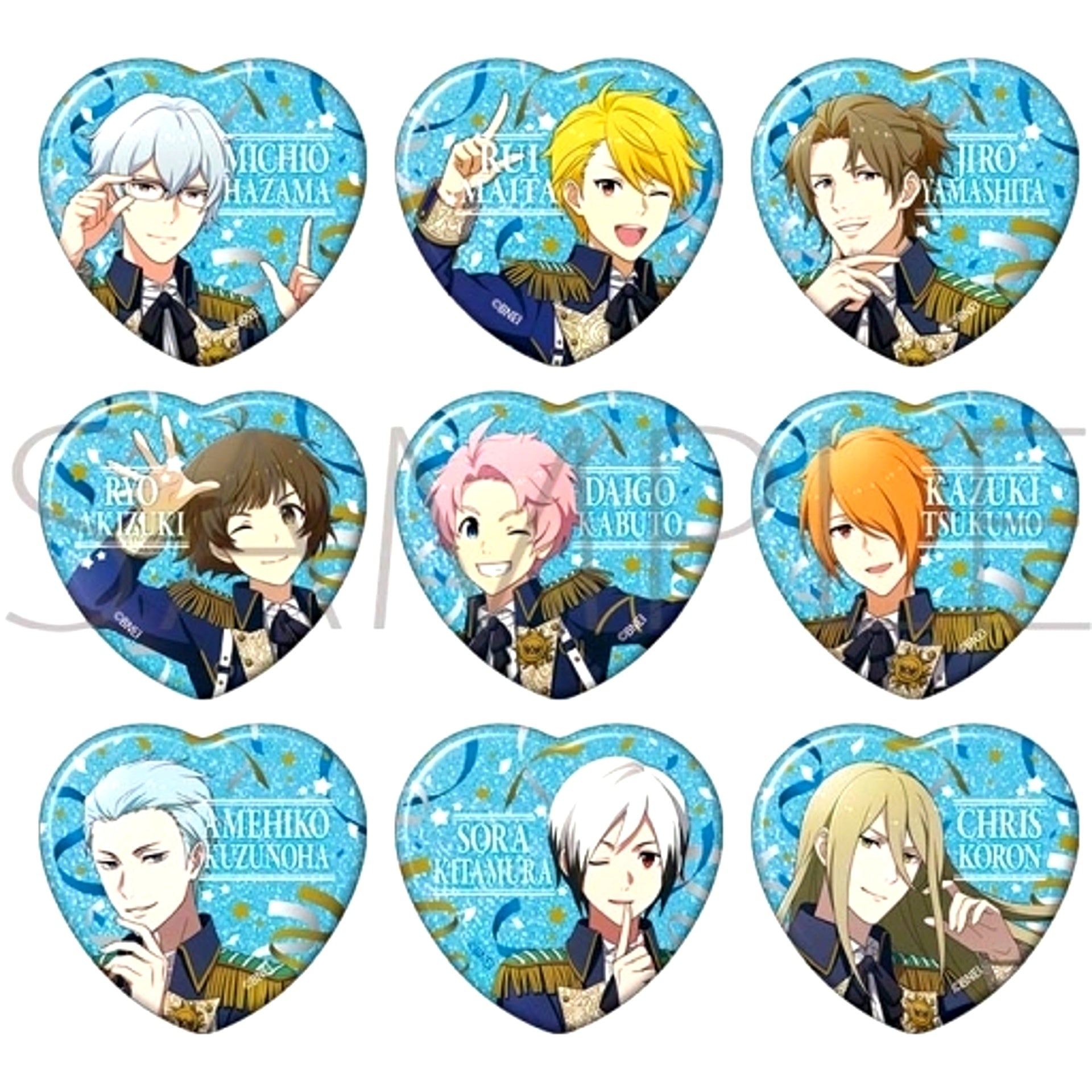 Set of 9 The Idolmaster SideM M Fes 2024 Part 1 Character Badge Collection BOX 2 [USED]