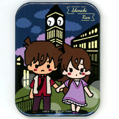 Shinichi Kudo & Ran Mouri Illustration K Prize Big Square Button Detective Conan Memorial Cut Sega Lucky Kuji [USED]