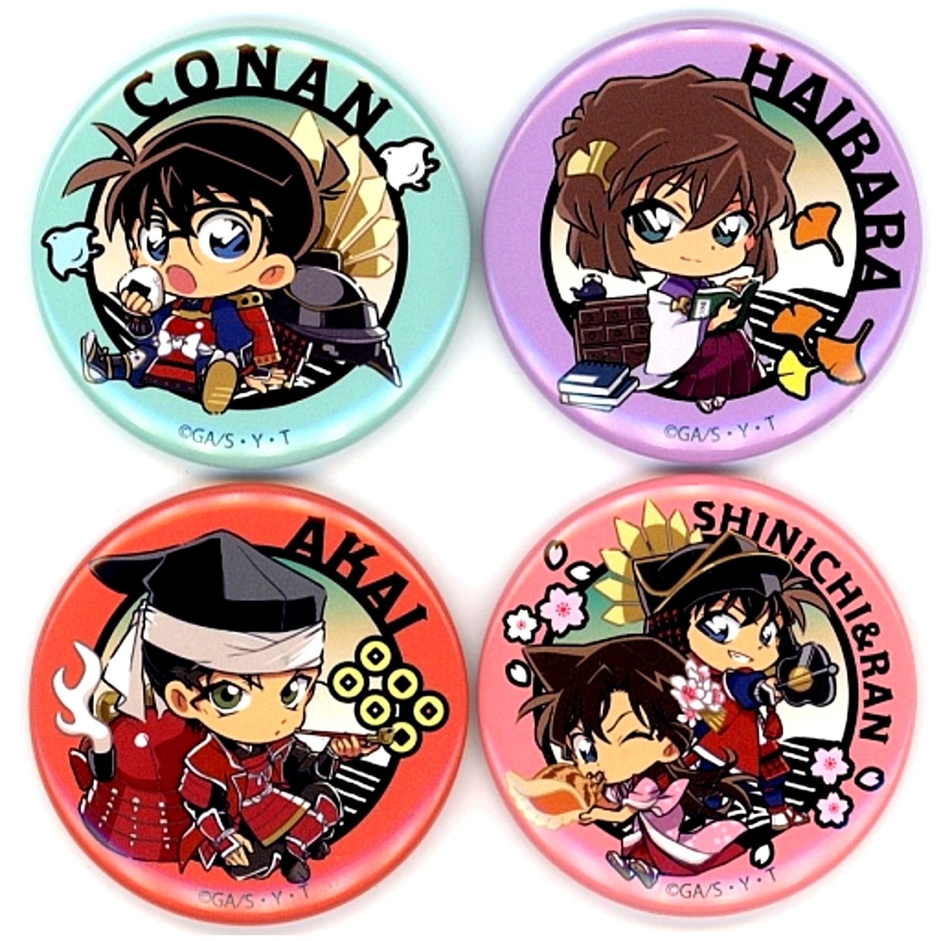 Set of 4 Group Detective Conan Button Sengoku 2 Osaka Castle Honjin Special Shop [USED]