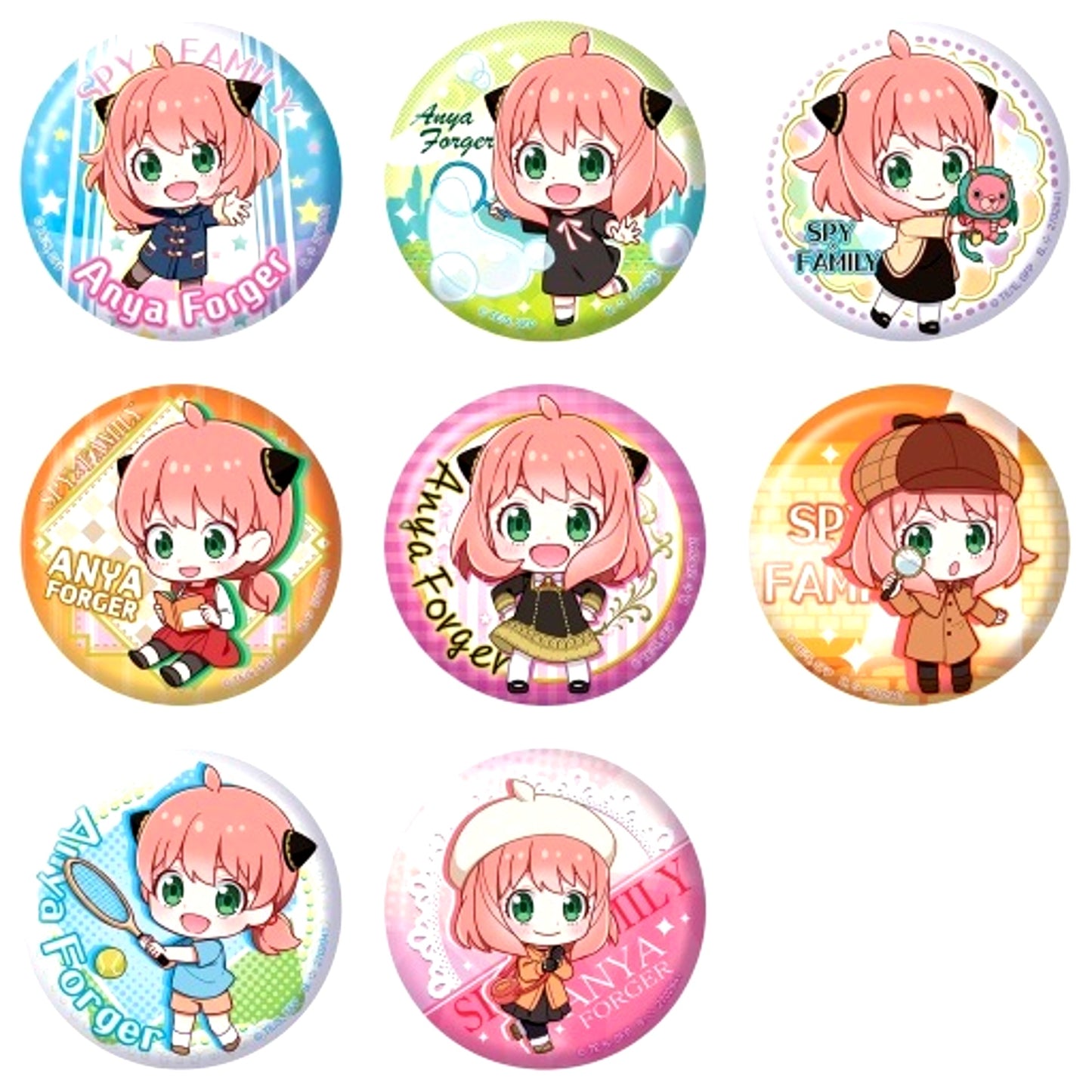 Set of 8 Badge Gashapon Kuji SPY x FAMILY Full of Anya! Assort 2 Prize C [USED]