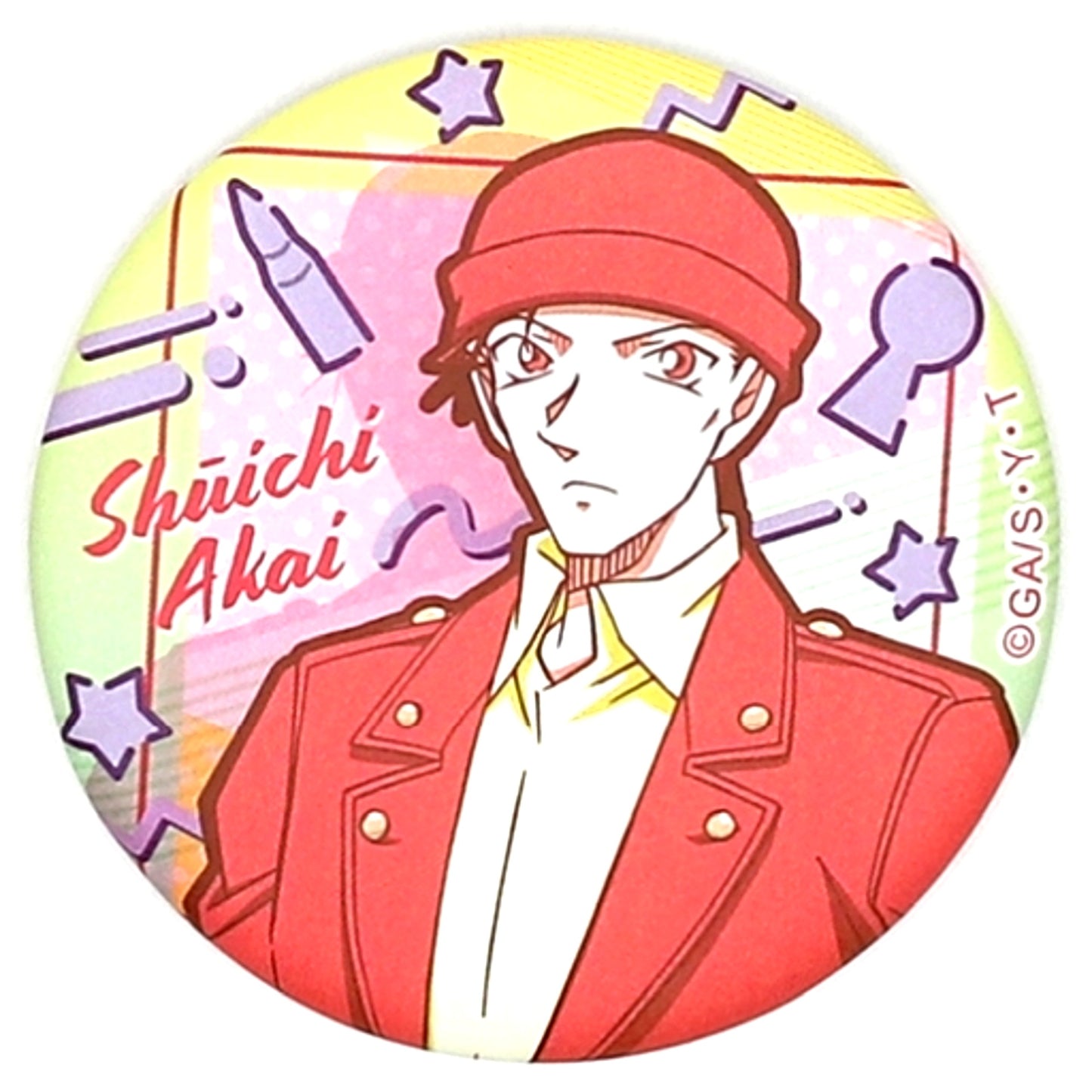 Shuichi Akai Detective Conan Character Button Collection 80's Art [USED]