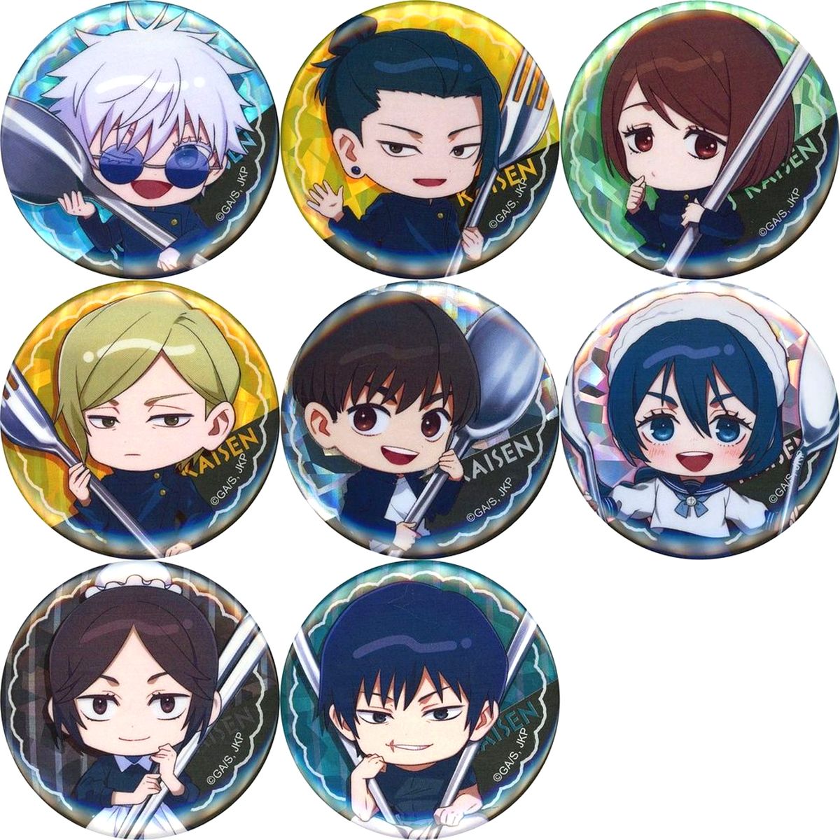 Set of 8 Jujutsu Kaisen: Hidden Inventory/Premature Death Sparkle Button Collection Plus 56 Cutlery Ver. [USED]