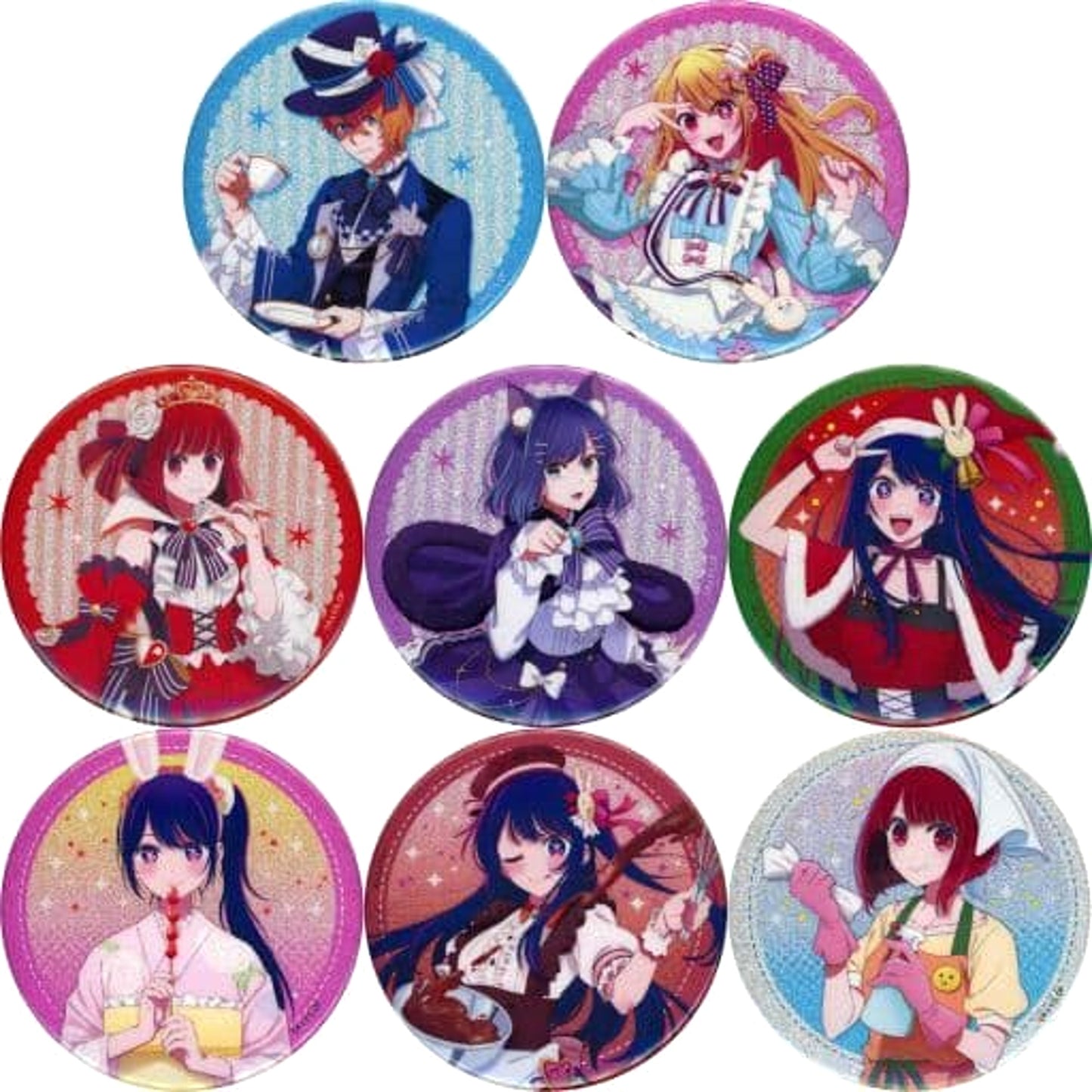 Ai Hoshino & Others Oshi No Ko All 8 Types Set Kirakira Button Collection +75 [USED]