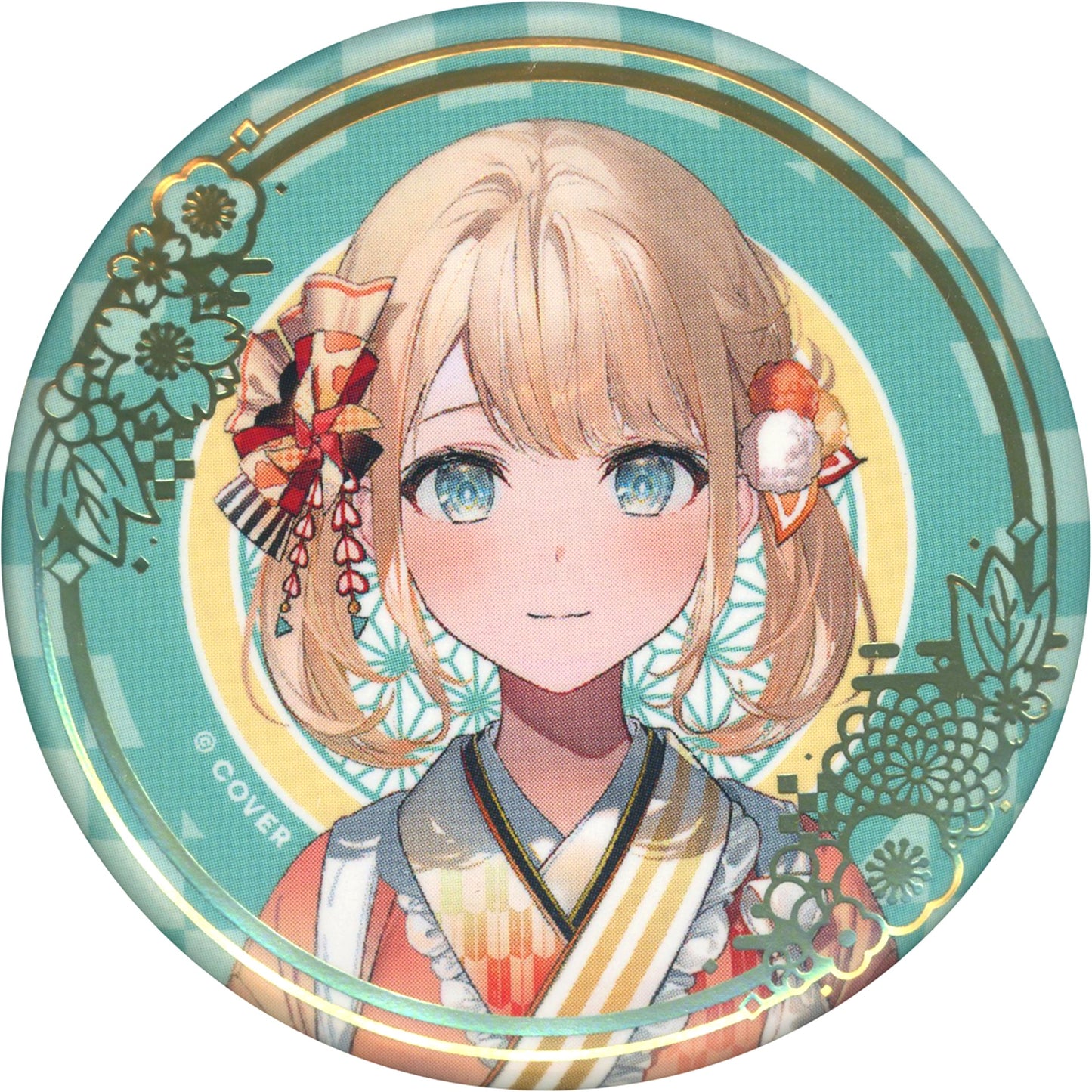 Kazama Iroha Virtual YouTuber Hololive Limited Official Shop in Tokyo Station Random Foil Stamped Button New Year Outfit Ver. Gen 5 + Secret Society holoX [USED]