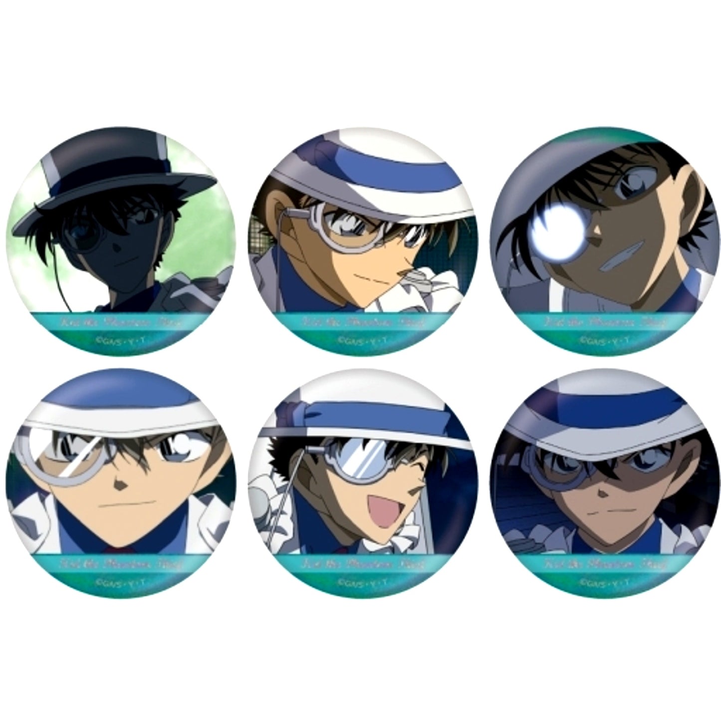 Set of 6 Phantom Thief Kid Detective Conan Scene Shot Trading Hologram Button Collection Vol.2 [USED]