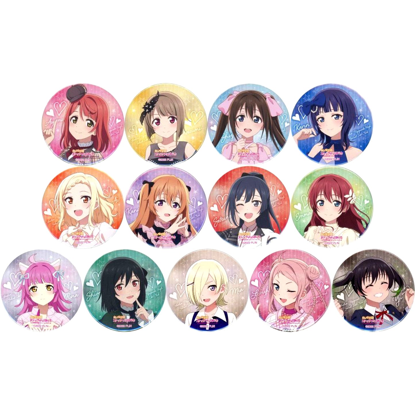 Set of 13 Love Live! Nijigasaki High School Idol Club 6th Live! I love You You love Me Button Venue Limited Gacha [USED]