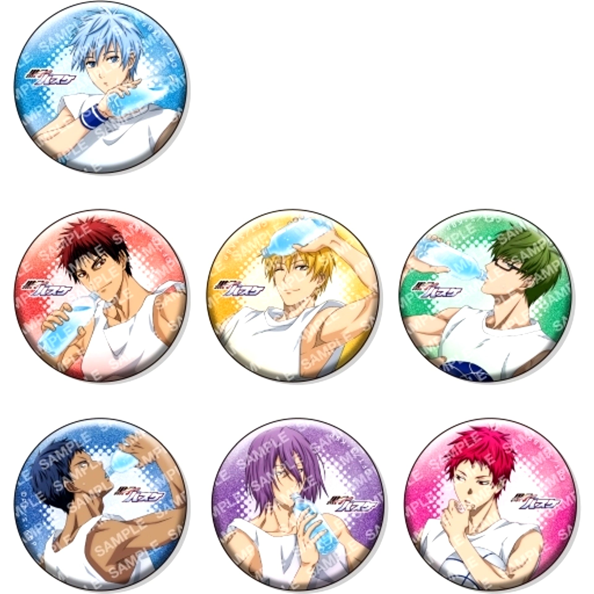 Set of 7 Full Color Kuroko's Basketball Button Collection WATER [USED]