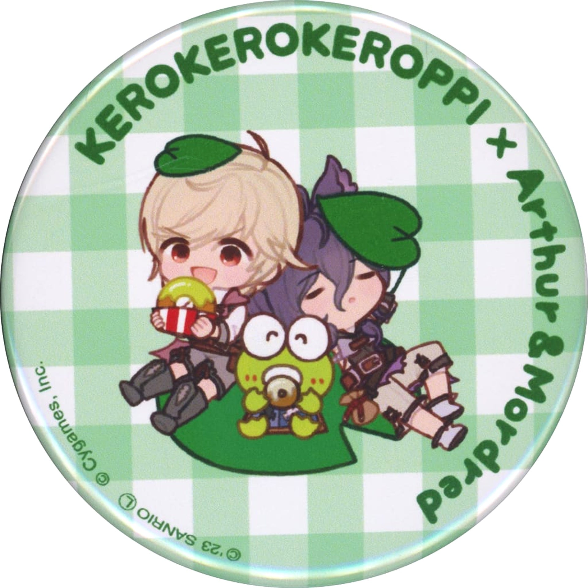 Granblue Fantasy x Sanrio Characters Arthur Mordred Kero Kero Keroppi Trading Can Badge Granblue Festival 2023 Exclusive Buttons [USED]