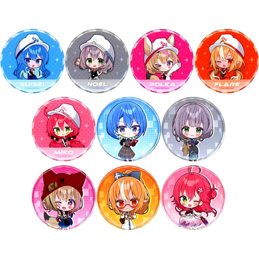 Set of 10 Mini Chara Ver. Virtual YouTuber Hololive Tree Village Holo Tree 2023 Shiranui Kensetsu Building Tour Trading Button [USED]