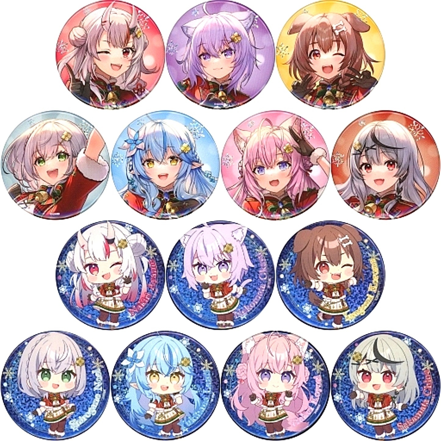 Set of 14 All Characters hololive Xmas AR LIVE Sweet Happy Holiday Vol.1 Random Hologram Button [USED]