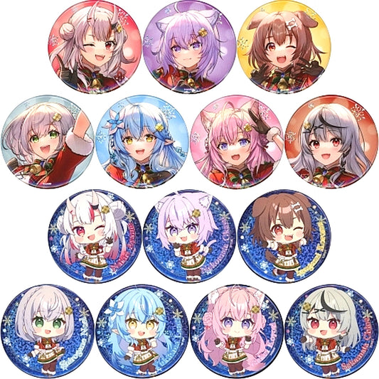 Set of 14 All Characters hololive Xmas AR LIVE Sweet Happy Holiday Vol.1 Random Hologram Button [USED]