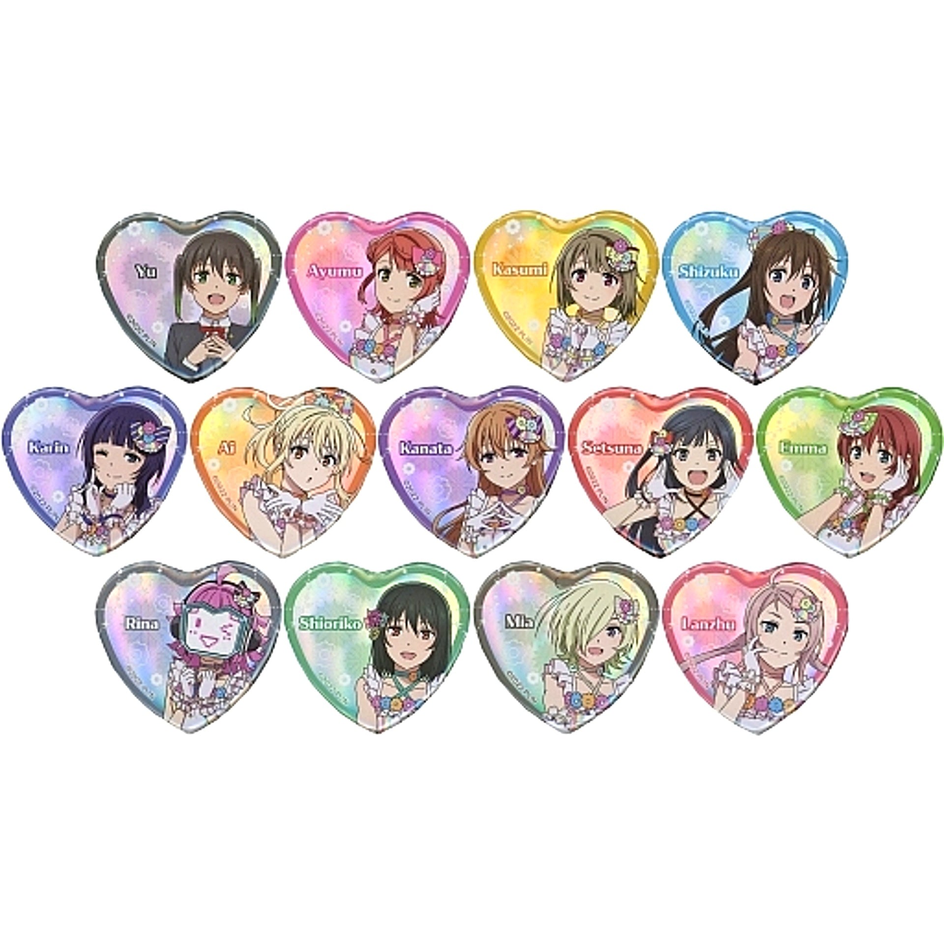 Set of 13 Love Live! Nijigasaki High School Idol Club Exhibition 2023 Nijiiro Activity Diary Heart Character Button Collection [USED]