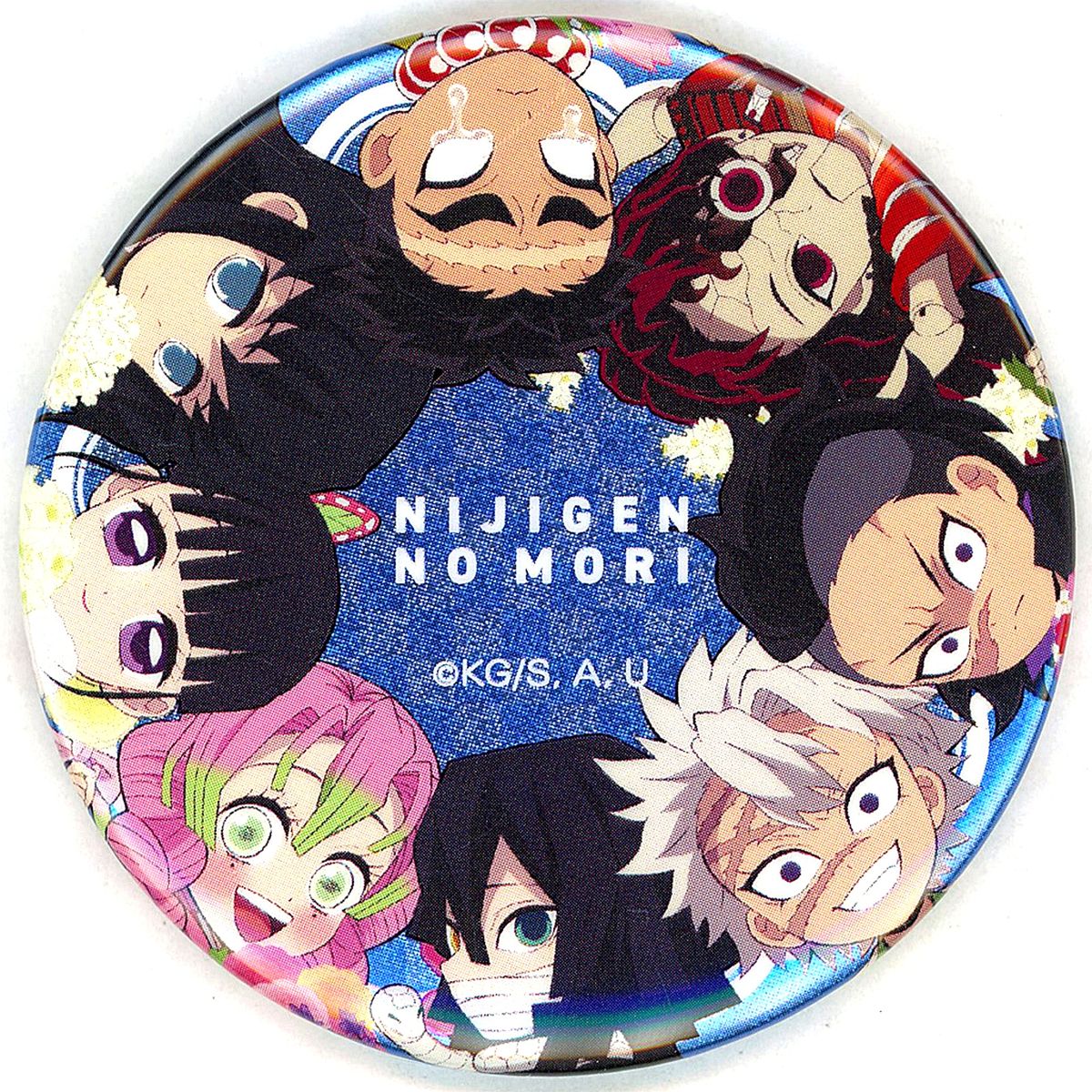Nijigennomori X Demon Slayer: Kimetsu no Yaiba Group Secret Neon Button 56mm 2023 [USED]