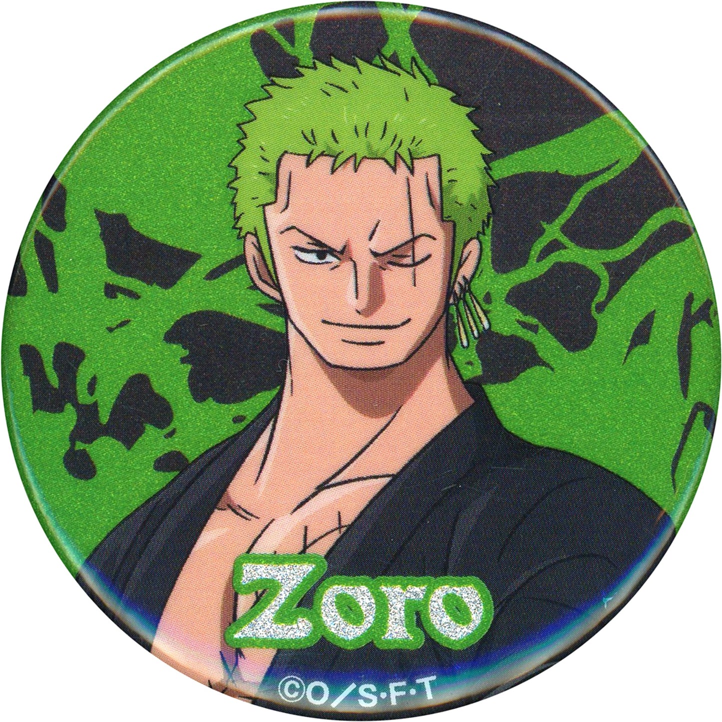 Roronoa Zoro One Piece Mugiwara Store in Bandai Namco Cross Store Glitter Button Collection [USED]