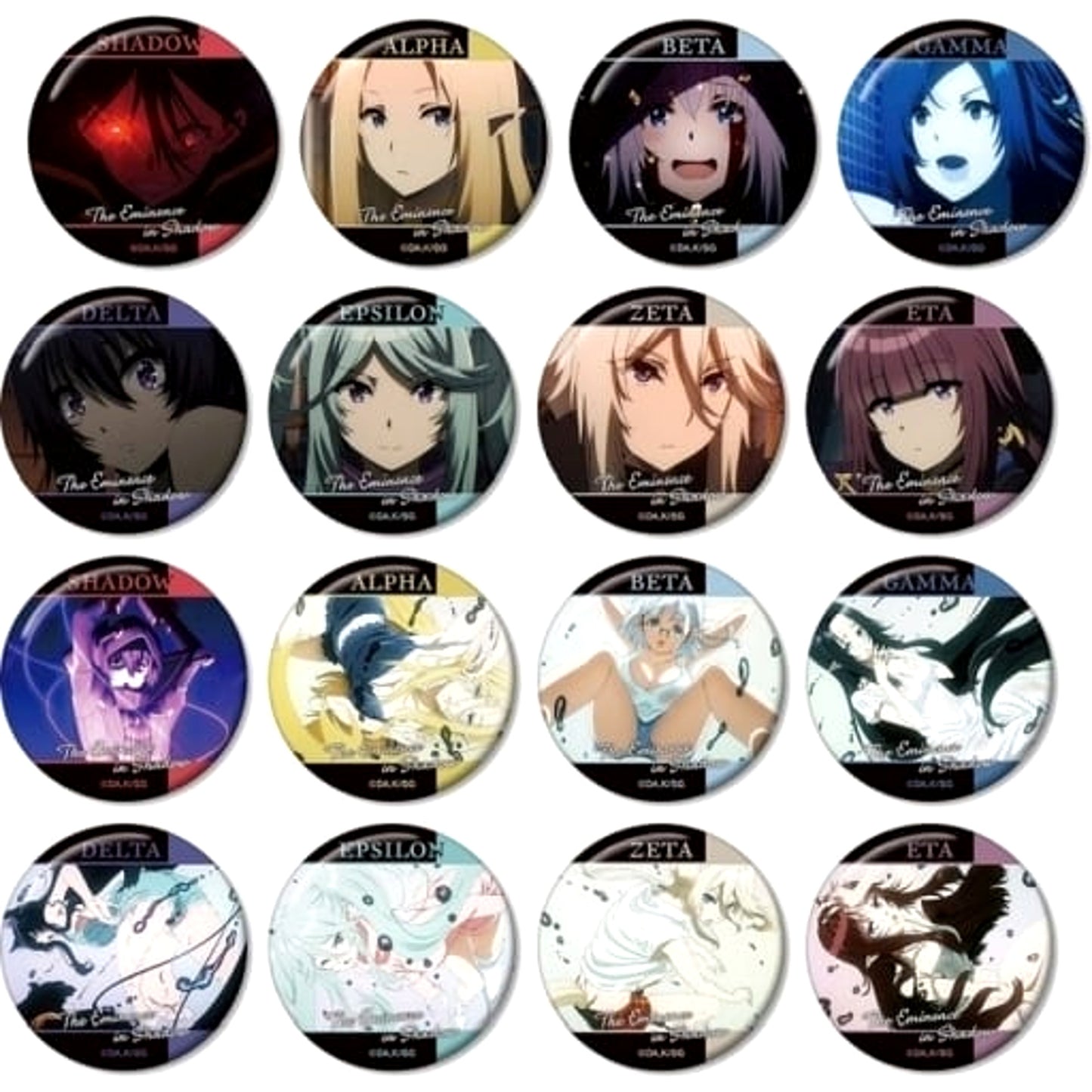 The Eminence in Shadow Shadow & Others Trading Scene Badge All 16 Types Set Buttons [USED]