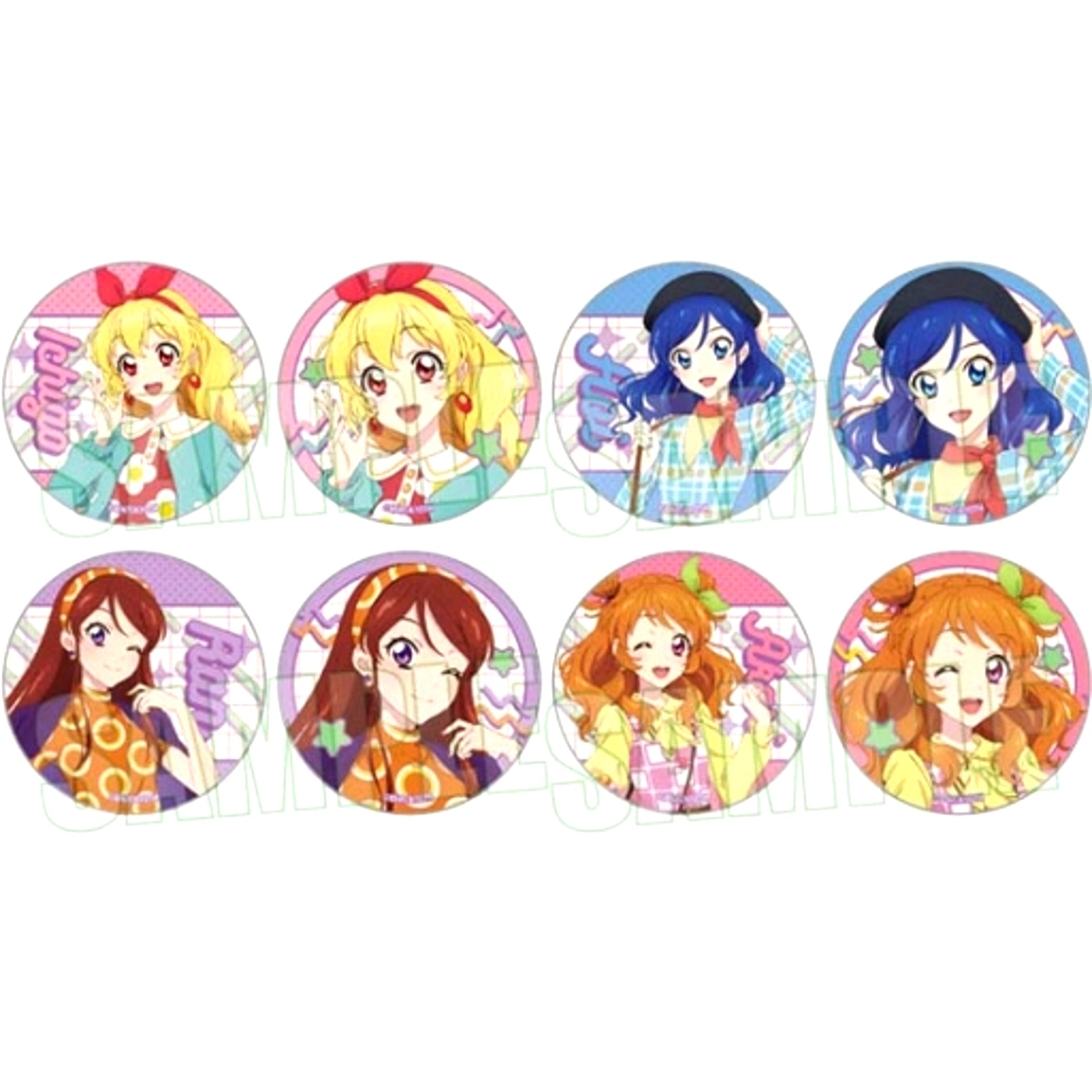 Set of 8 Aikatsu! 10th Story Future Starway Retro Pop Ver. Trading Button [USED]