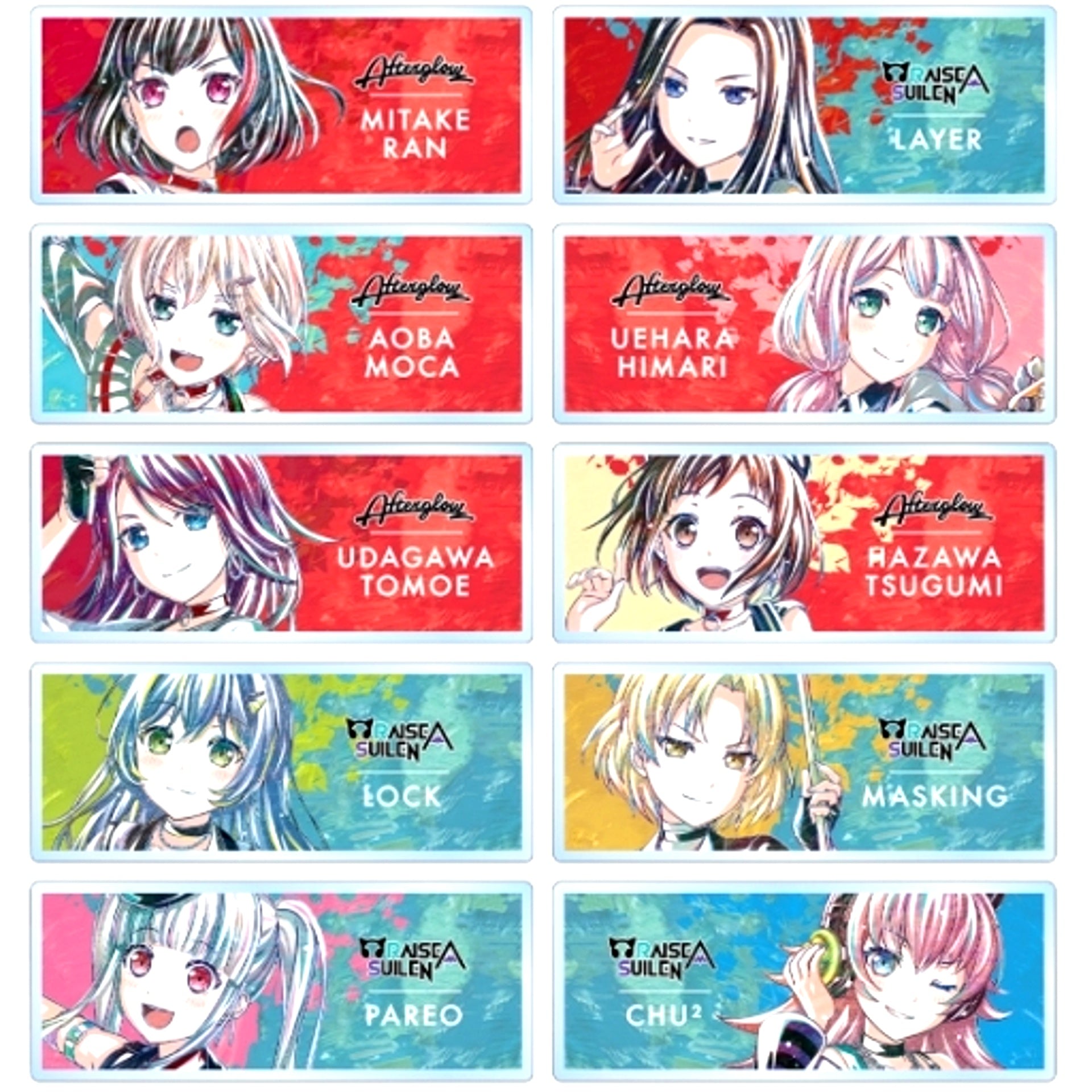 Set of 10 BanG Dream! Girls Band Party! Trading Ani-Art 5th Acrylic Nameplate ver.B [USED]