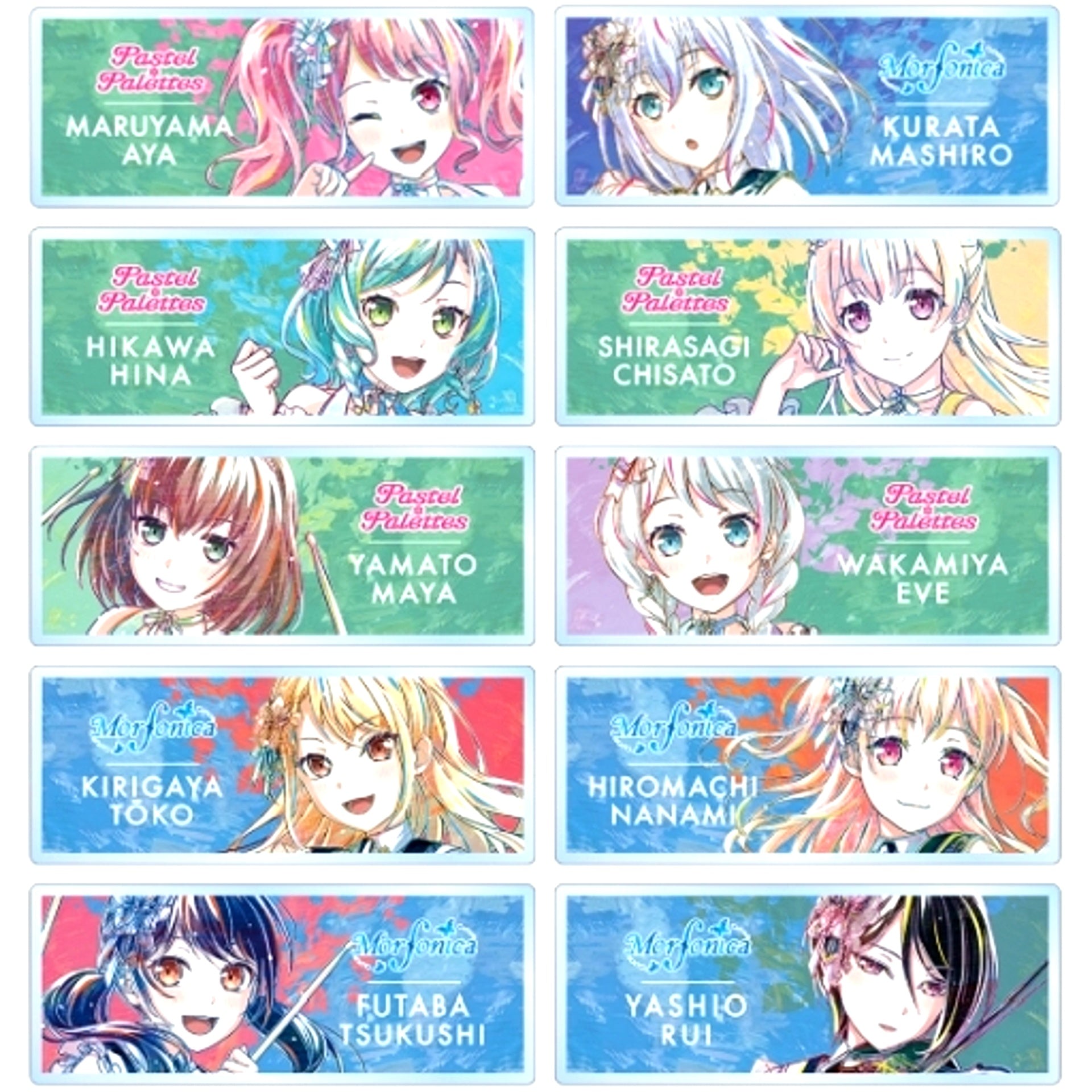 Set of 10 BanG Dream Girls Band Party Trading Ani-Art 5th Acrylic Name Plate Ver.C [USED]