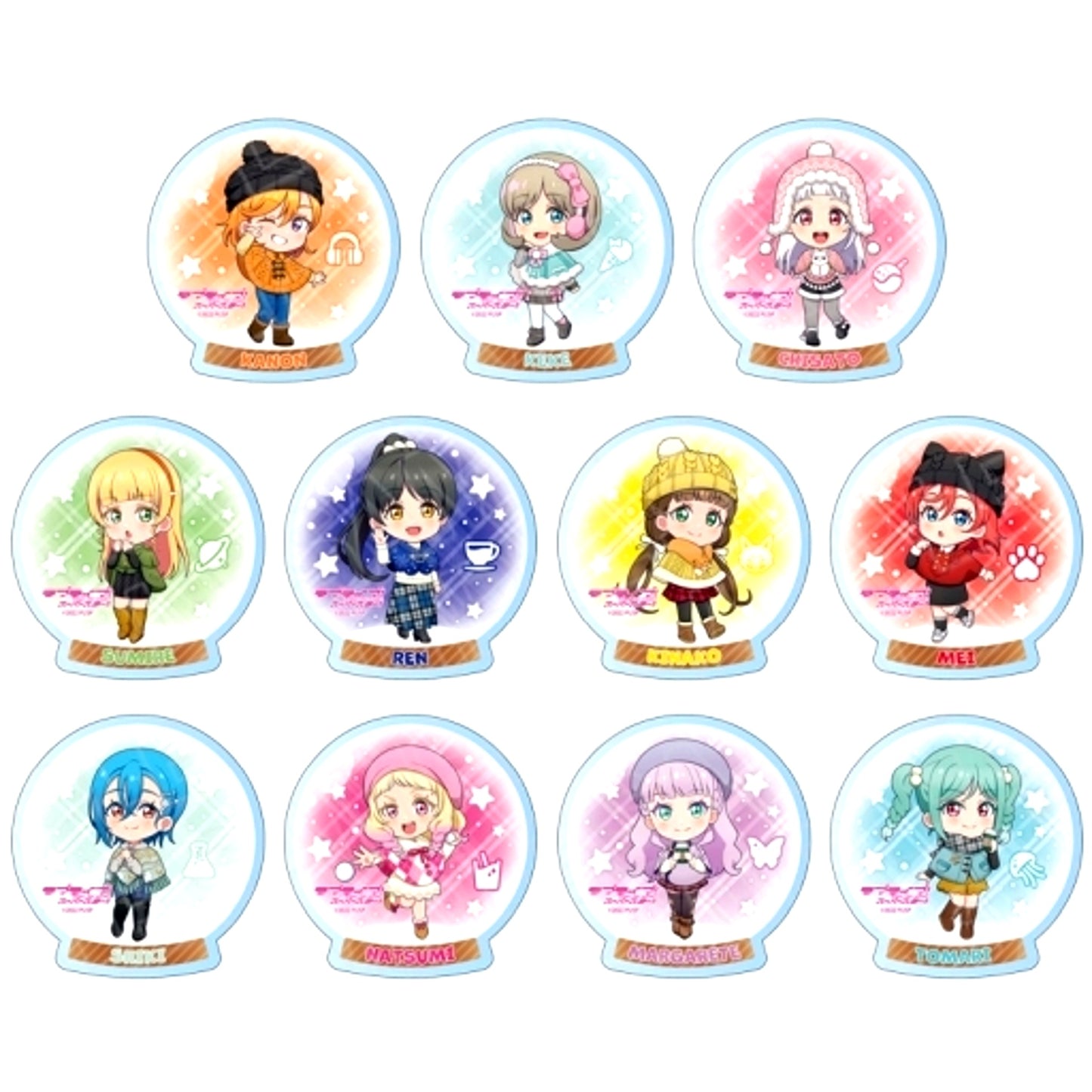 Set of 11 Love Live! Superstar!! Acrylic Badge Poncho Deformed Ver. [USED]