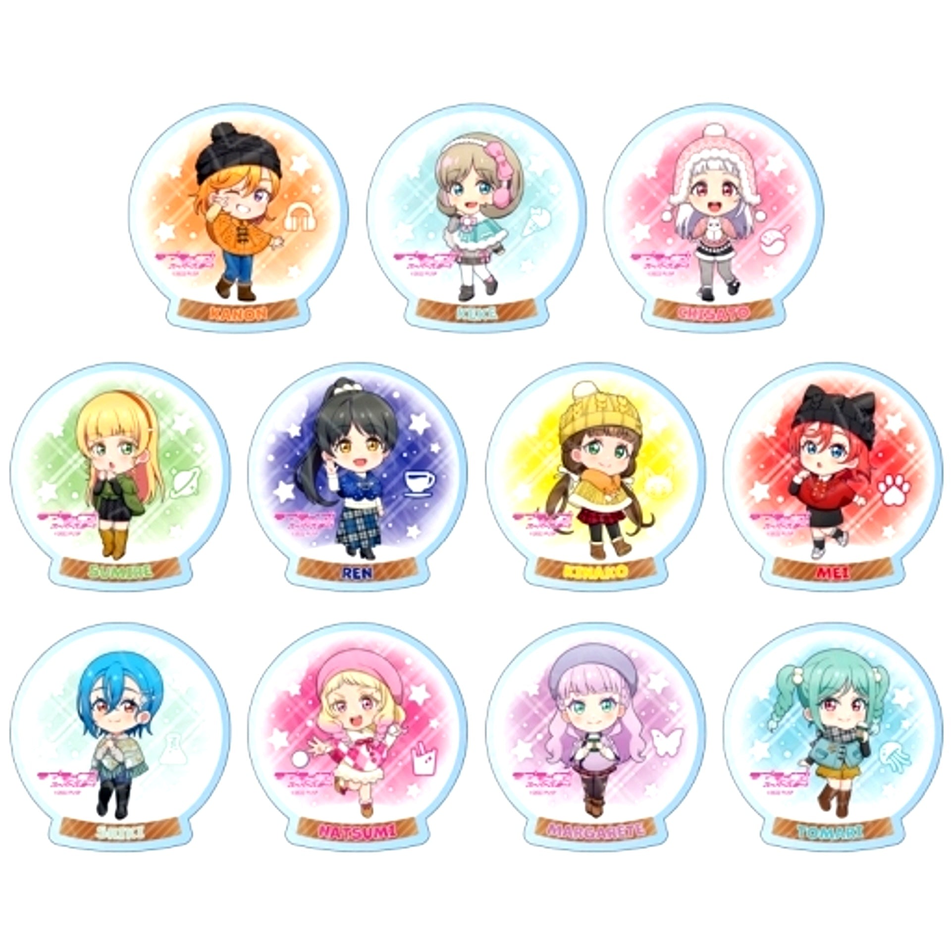 Set of 11 Love Live! Superstar!! Acrylic Badge Poncho Deformed Ver. [USED]