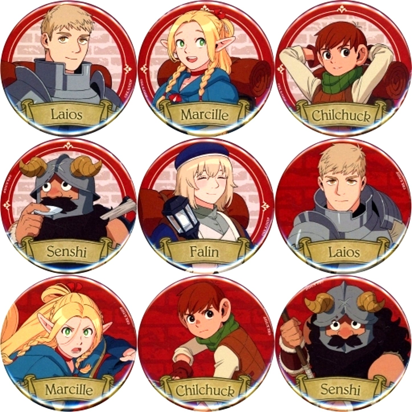 Set of 9 Delicious in Dungeon Movie Trading Button A Theater Goods [USED]