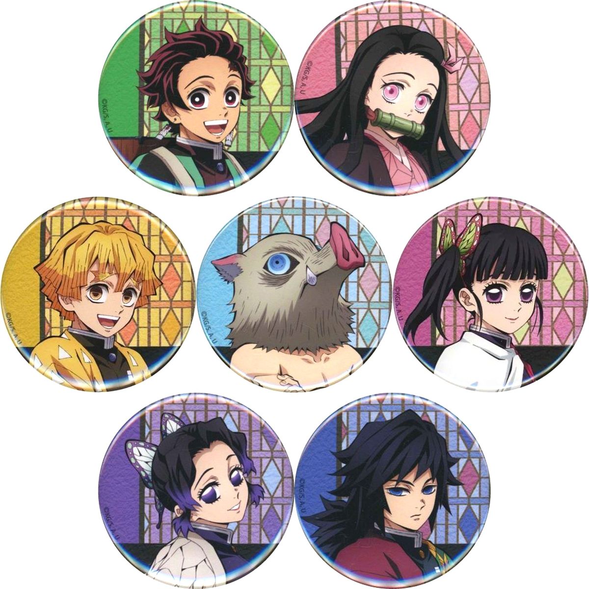 Set of 7 Demon Slayer: Kimetsu no Yaiba Random Button Type A [USED]