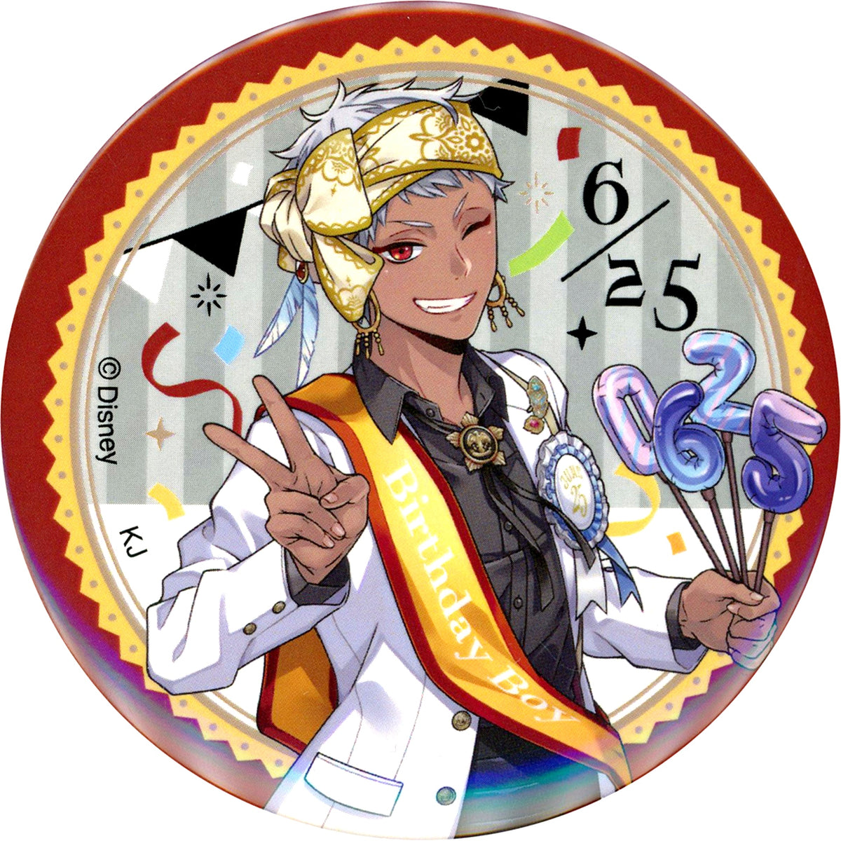 Kalim Al-Asim Disney Twisted Wonderland Omekashi Birthday Fair in Animate Ver. Trading 75mm Button Vol. 2 [USED]
