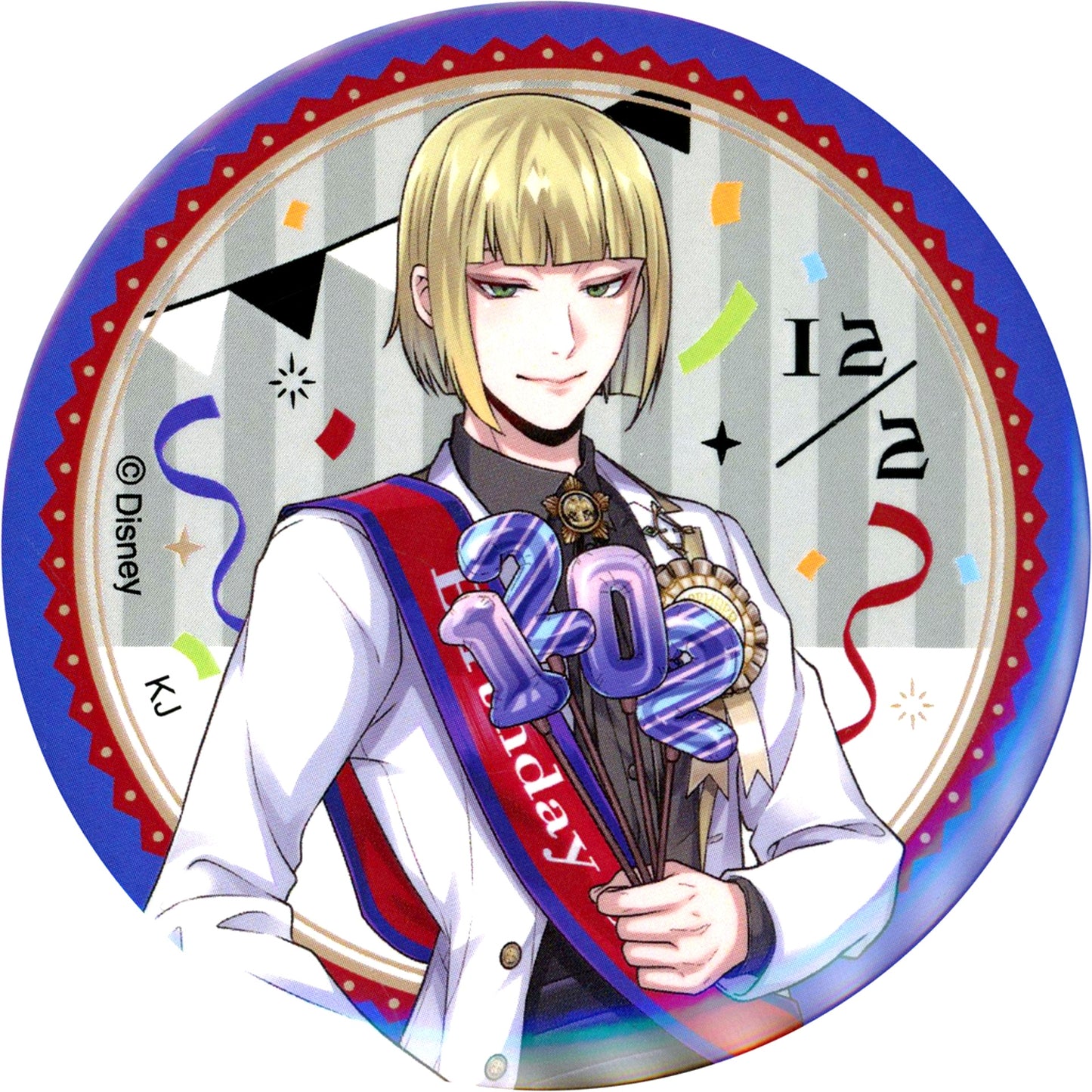Rook Hunt Disney Twisted-Wonderland Trading 75mm Button Vol.2 Omekashi Birthday Ver. Omekashi Birthday Fair in Animate [USED]