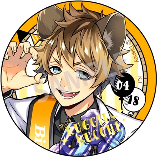 Ruggie Bucchi Foil Stamped Disney Twisted Wonderland Omekashi Birthday Fair in Animate Trading Button Vol. 1 Omekashi Birthday Ver. [USED]