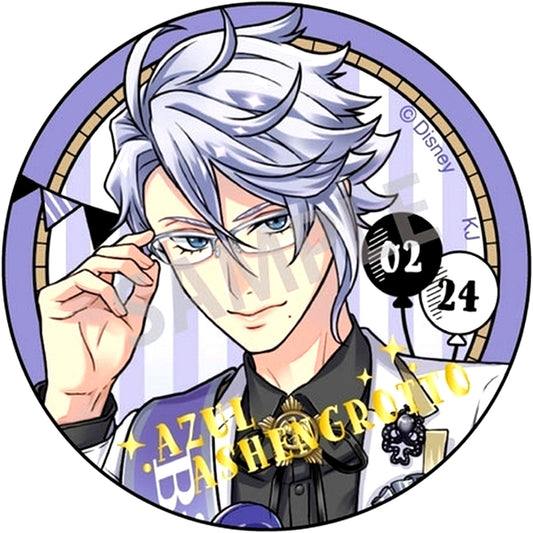 Azul Ashengrotto Foil Stamped Disney Twisted Wonderland Omekashi Birthday Fair in Animate Trading Button Vol. 1 Omekashi Birthday Ver. [USED]
