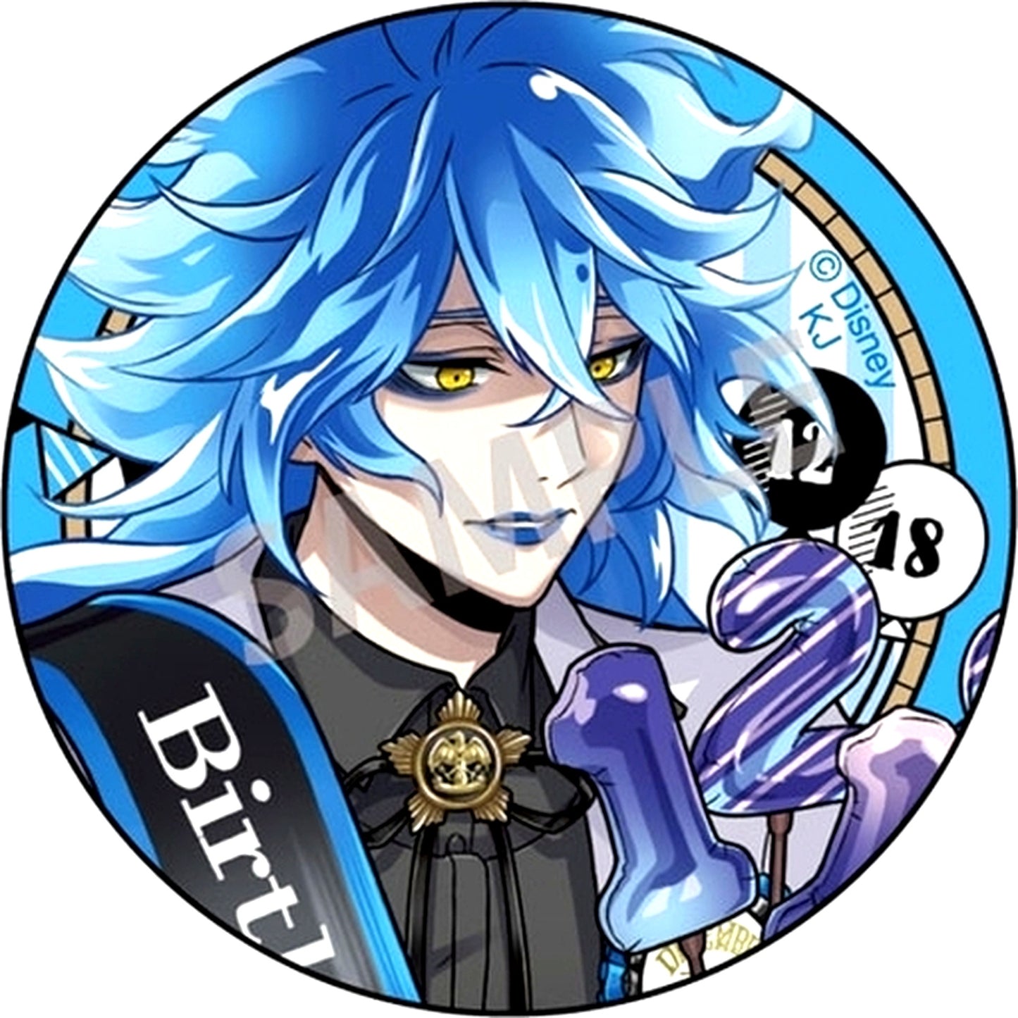 Idia Shroud Disney Twisted-Wonderland Normal Trading Button Vol.2 Omekashi Birthday Ver. Omekashi Birthday Fair in Animate [USED]