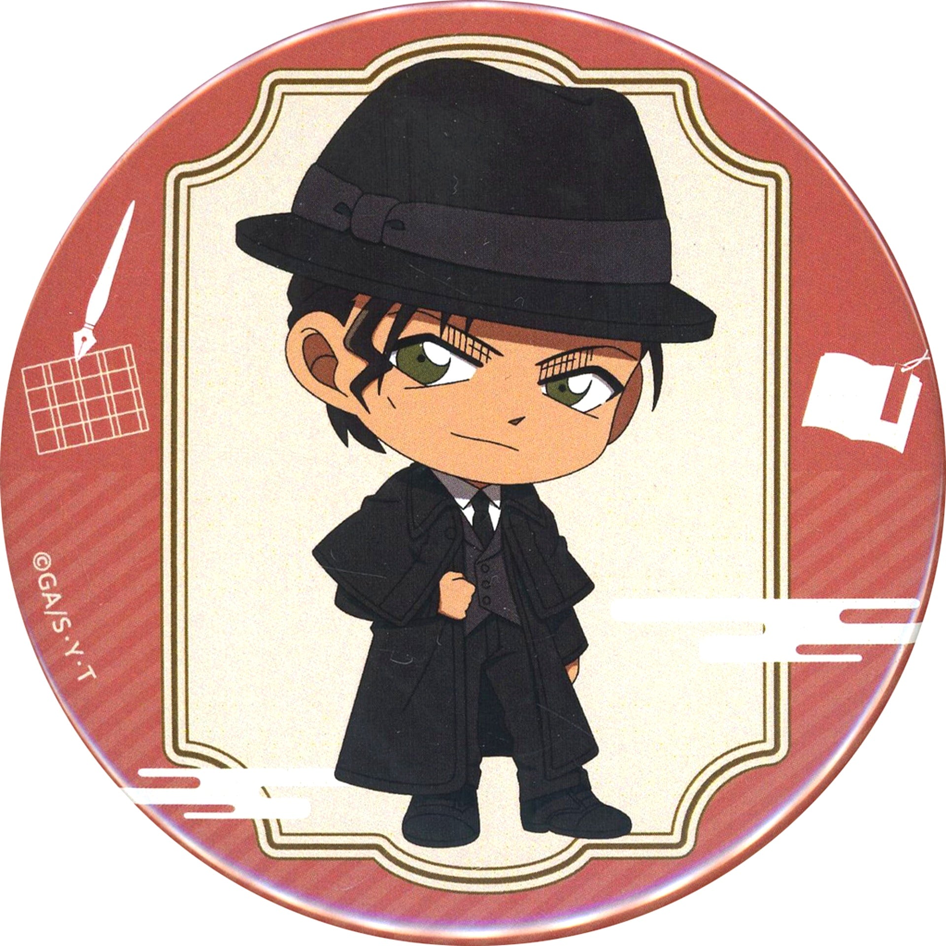 Shuichi Akai Detective Conan 76mm Character Button Online Kujira Prize D-5 [USED]