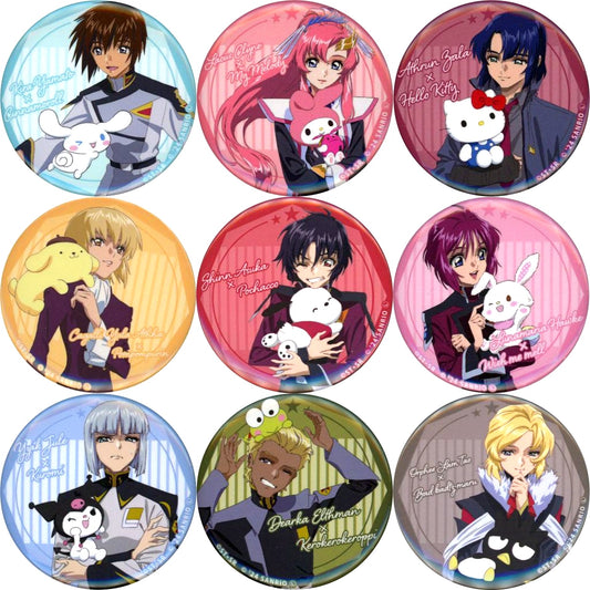 Set of 9 Mobile Suit Gundam SEED FREEDOM x Sanrio Characters Trading Can Badge Theater Goods [USED]