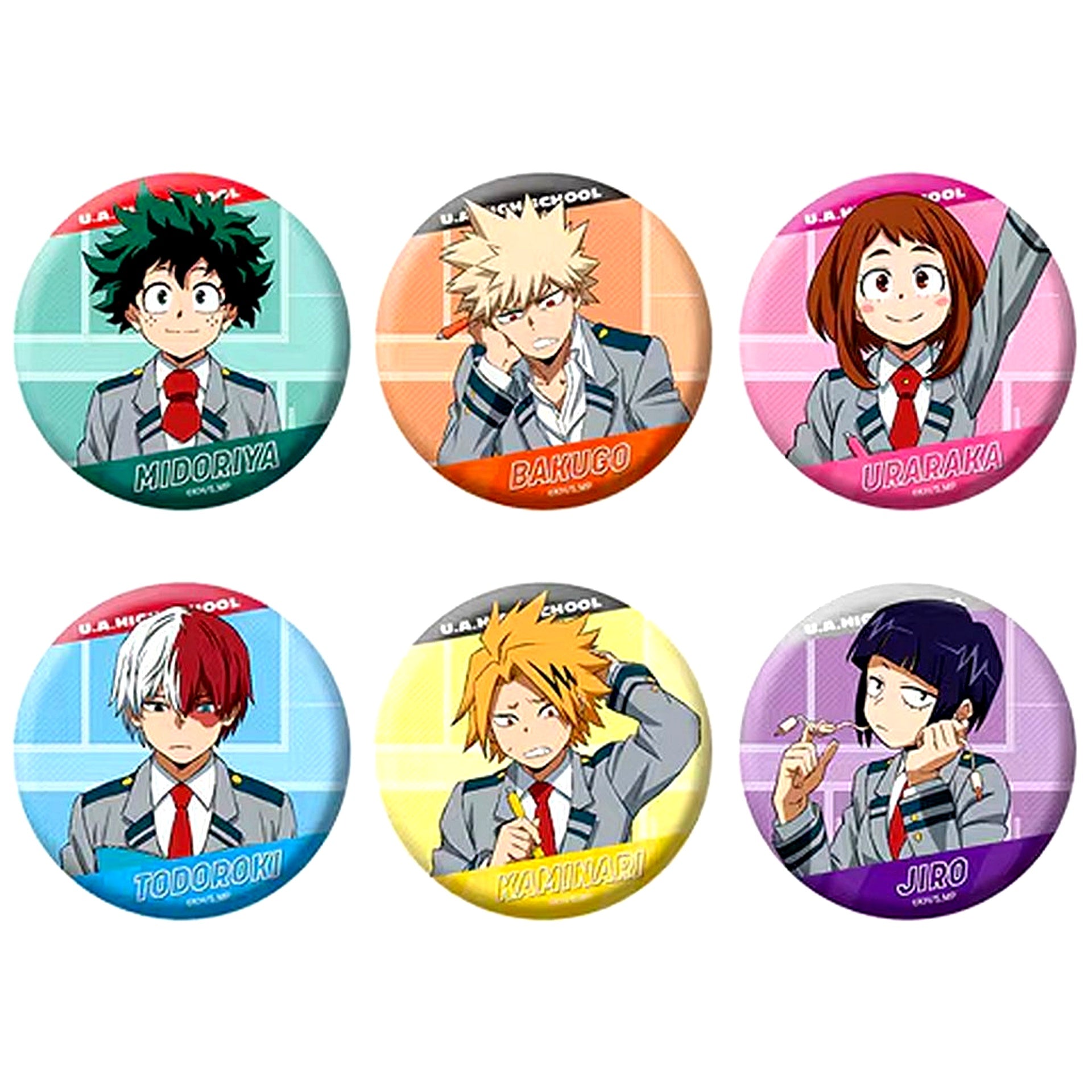 Set of 6 My Hero Academia Trading Button Learn! Class [USED]