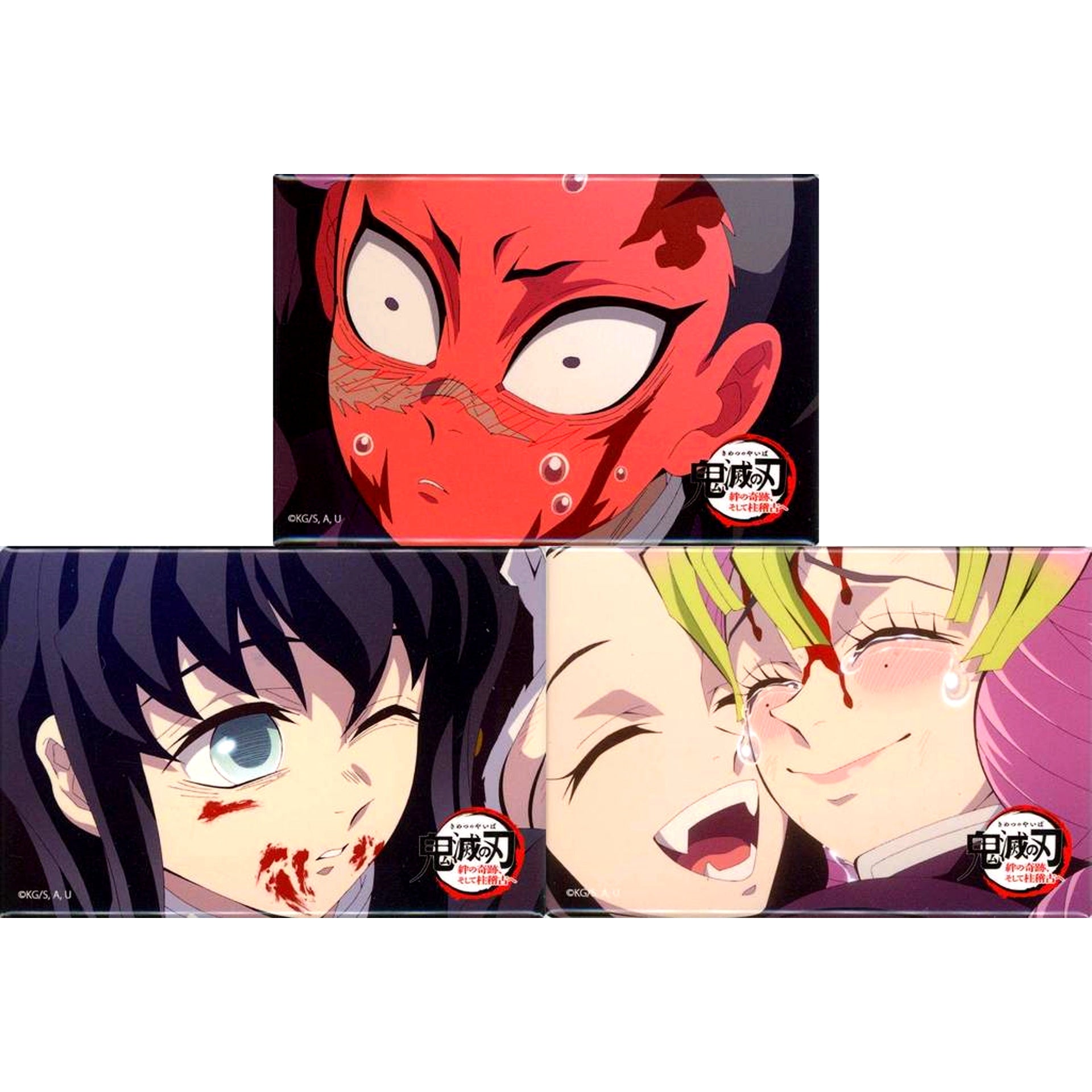 Set of 3 Group World Tour 2024 Scene Shot Square Button Set B World Tour Screening Demon Slayer: Kimetsu no Yaiba To the Hashira Training Theater Goods [USED]