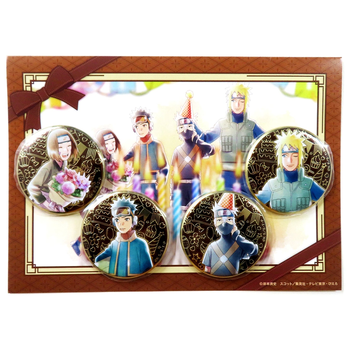 Set of 4 Team Minato Metal Button En Series Kakashi 2023 Naruto Shippuden [USED]