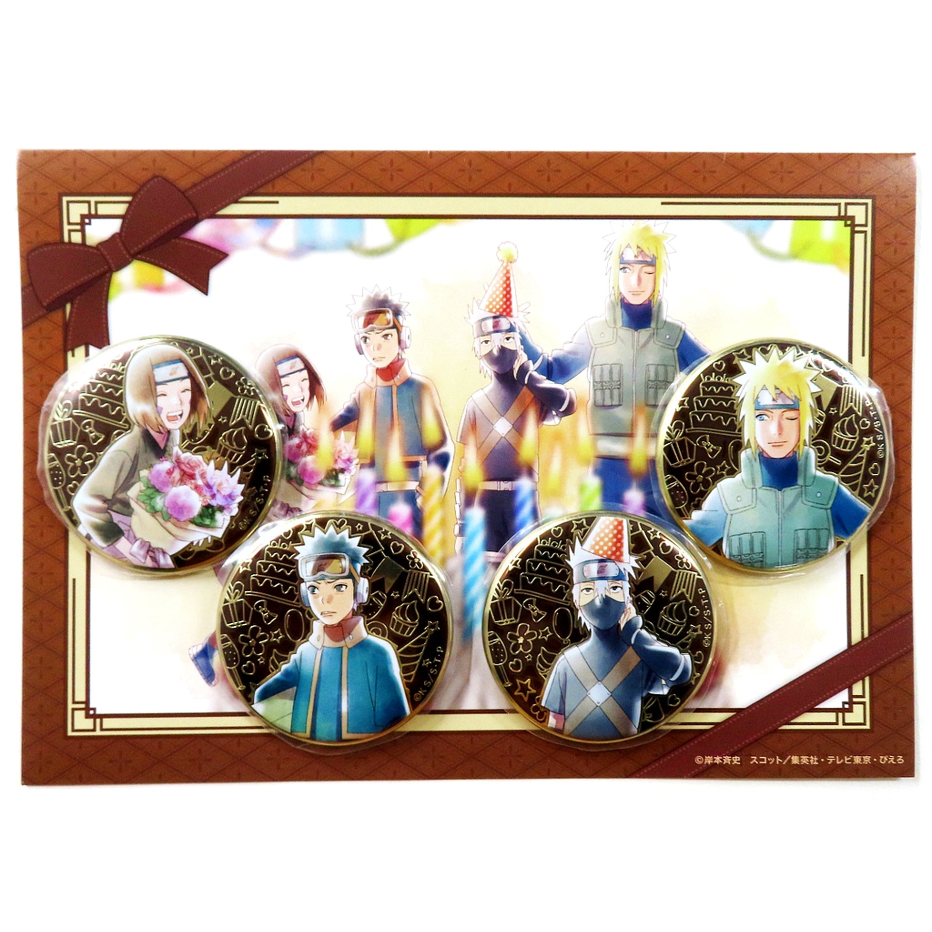 Set of 4 Team Minato Metal Button En Series Kakashi 2023 Naruto Shippuden [USED]