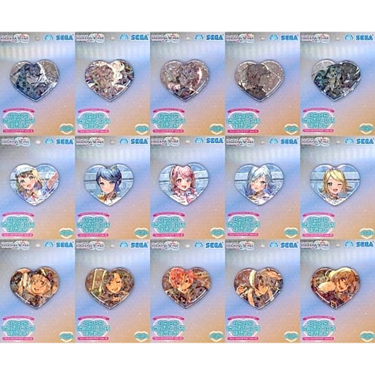 Hatsune Miku: Colorful Stage! Ichika Hoshino & Others Kirakira Big Heart-Shaped Can Badge Music Video Vol.5 All 15 Types Set Buttons [USED]