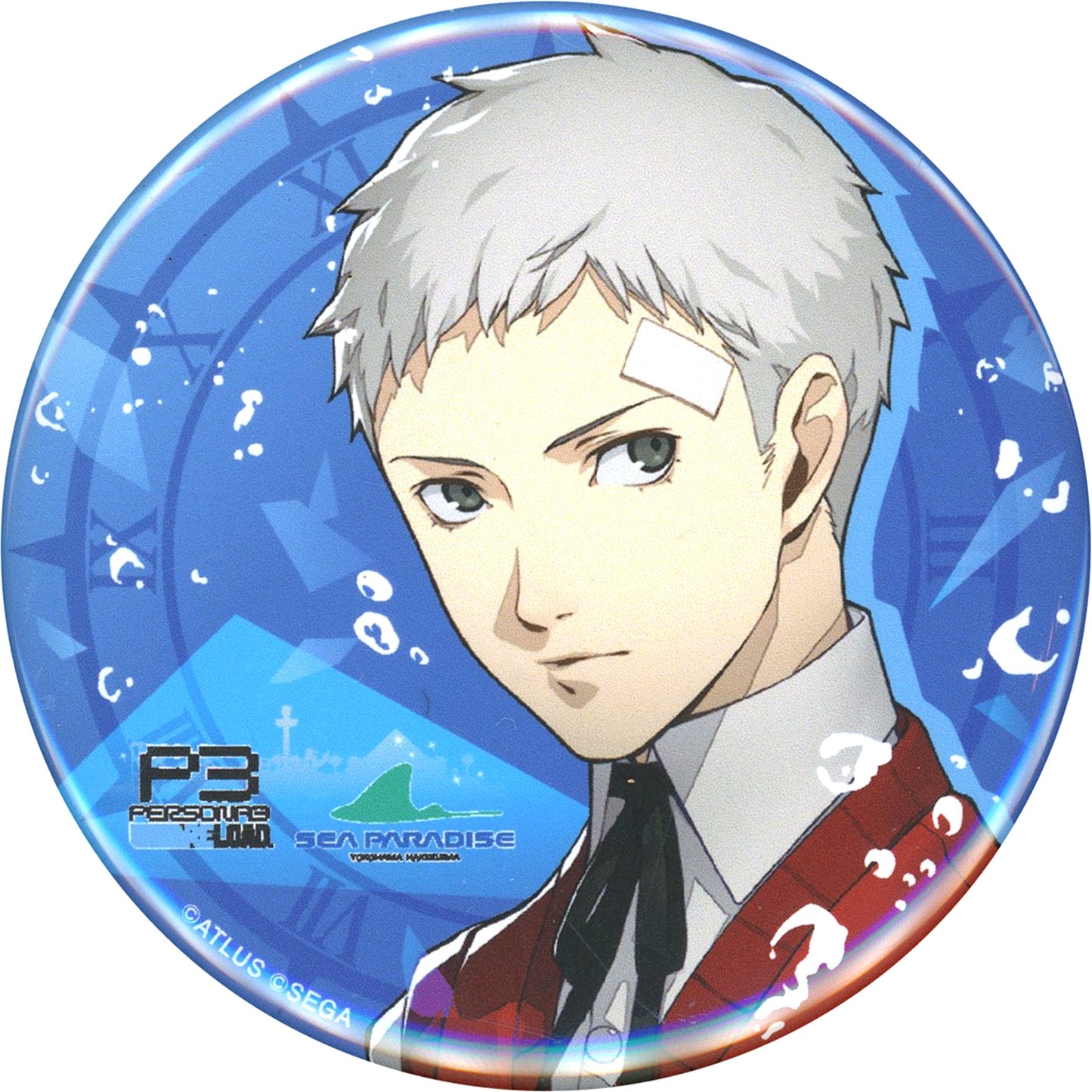 Akihiko Sanada Persona 3 Reload Full Body Illustration Trading 57mm Round Button Yokohama Hakkeijima Sea Paradise [USED]