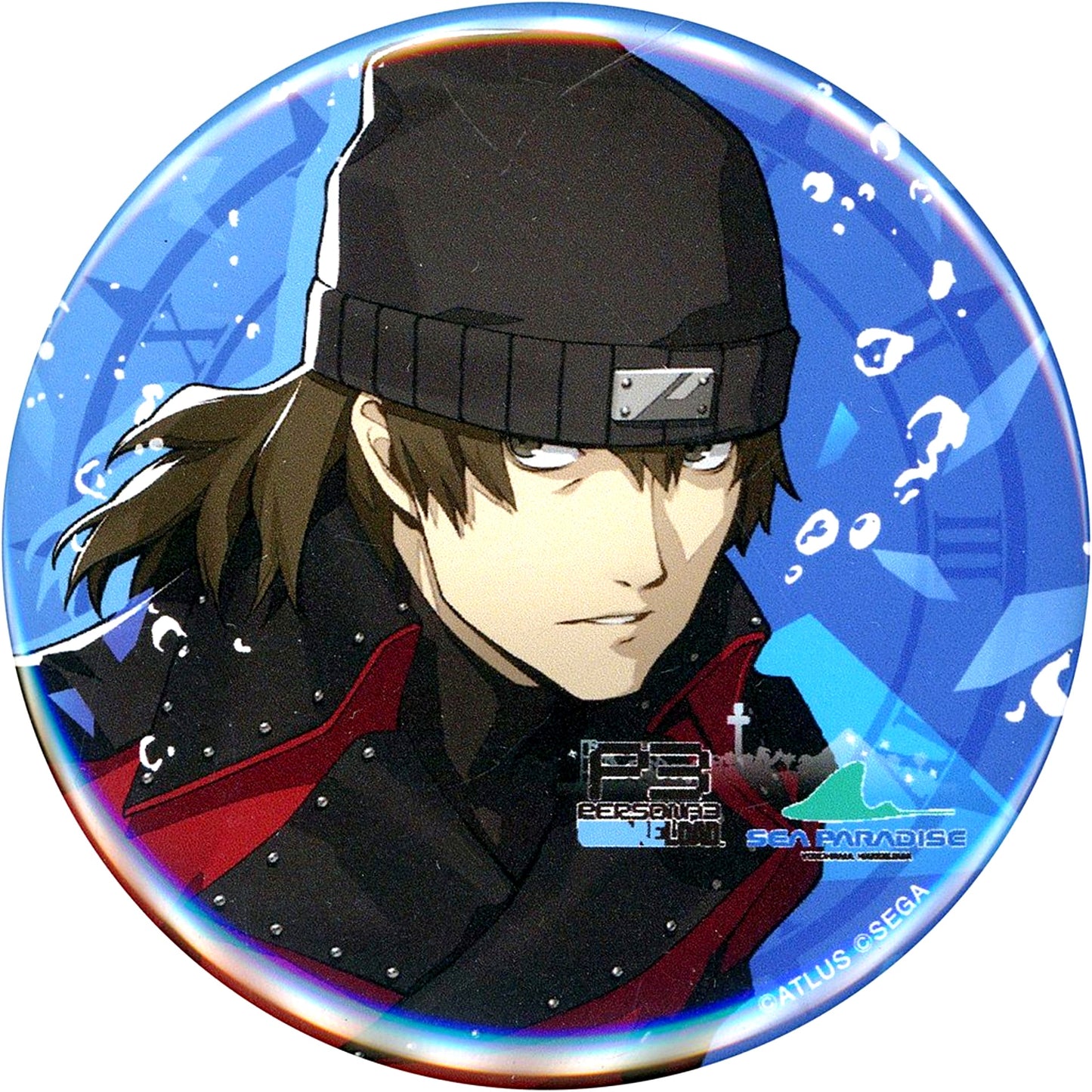 Shinjiro Aragaki Persona 3 Reload Trading 57mm Round Button Full Body Illustration Yokohama Hakkeijima Sea Paradise [USED]