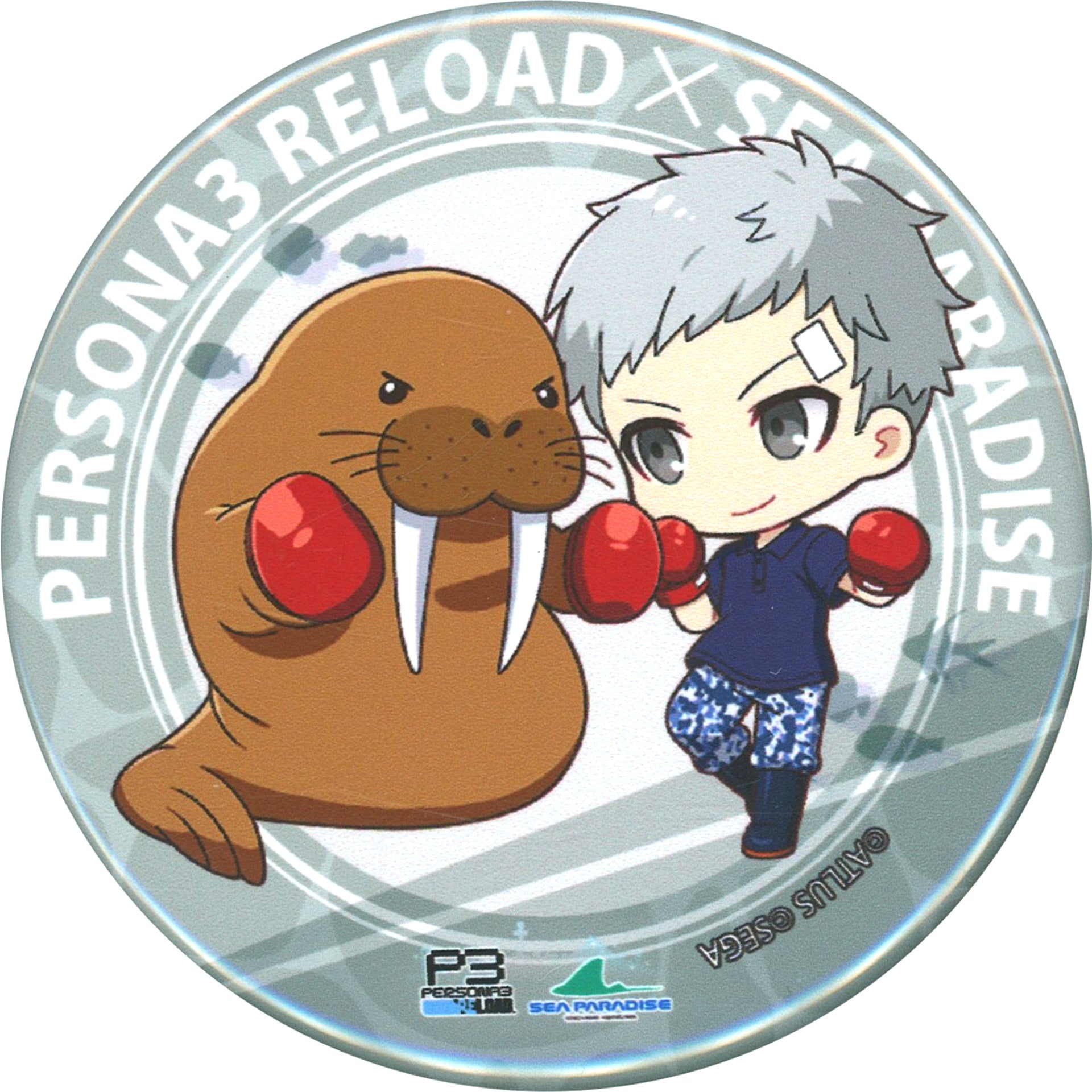Akihiko Sanada Persona 3 Reload Trading 57mm Round Button Mini Character Illustration Yokohama Hakkeijima Sea Paradise Collab [USED]