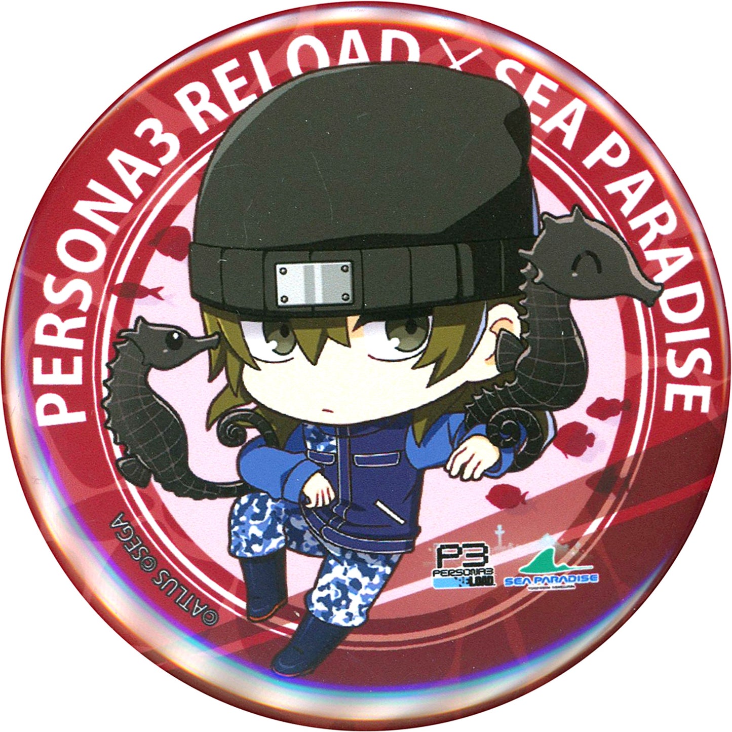 Shinjiro Aragaki Persona 3 Reload Mini Character Illustration Trading 57mm Round Button Yokohama Hakkeijima Sea Paradise [USED]