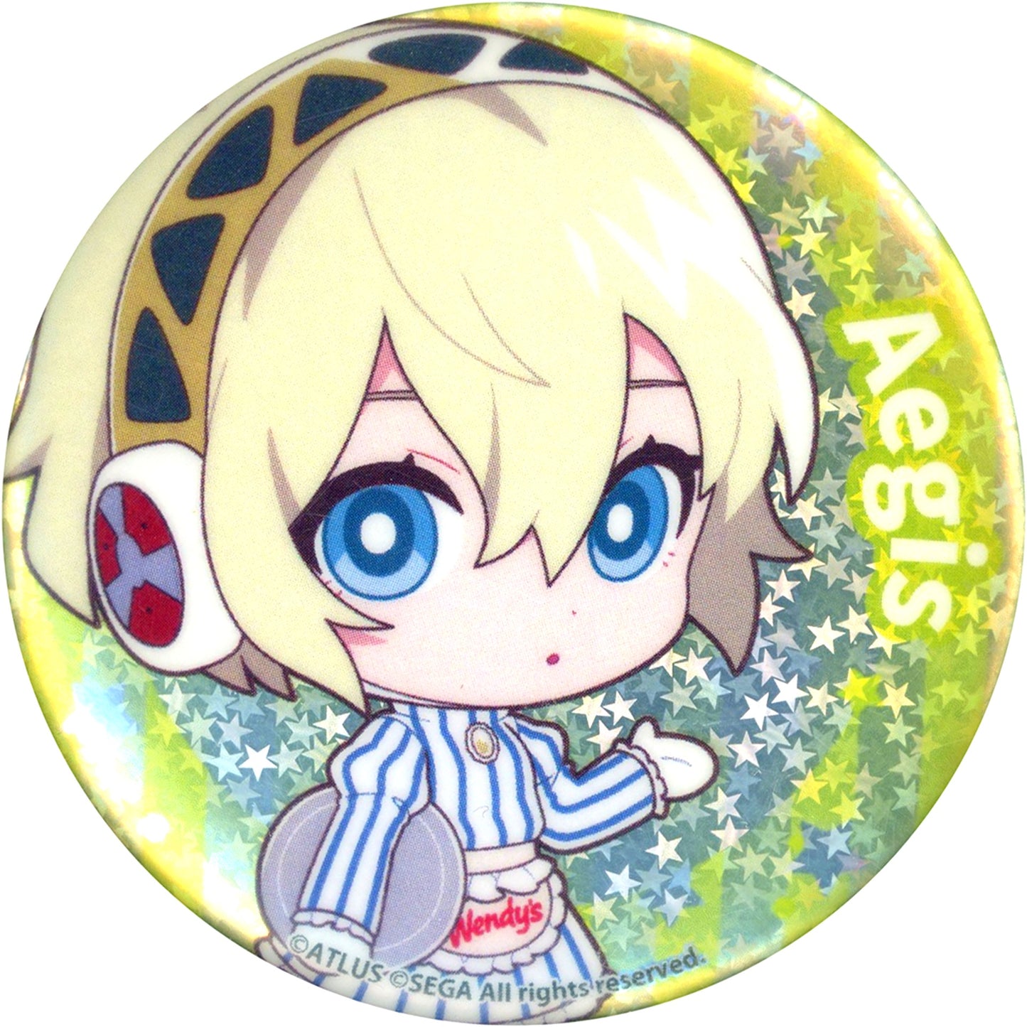 Aigis Hologram Persona 3 Reload Trading Button Wendy's First Kitchen [USED]