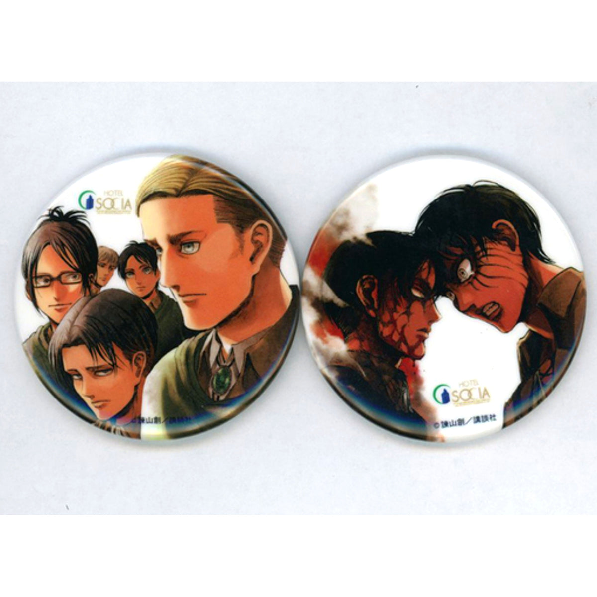 Set of 2 Group Attack on Titan Button Hotel Socia Attack on Hita Accommodation Bonus [USED]