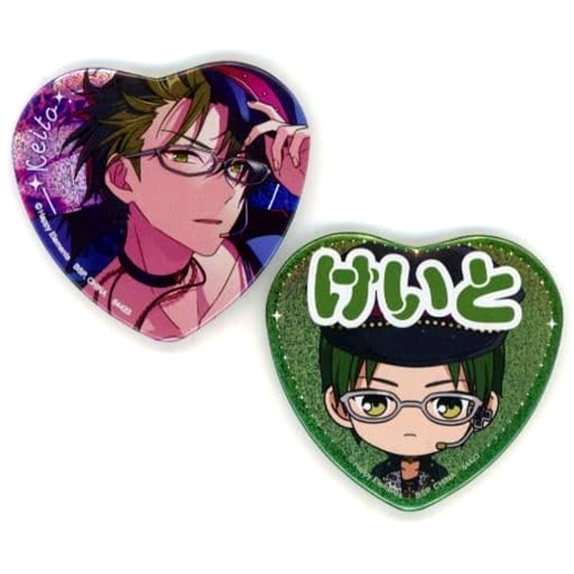 Ensemble Stars! Keito Hasumi Remembrance * Each Crossroad Set of 2 Ichiban Kuji Reminisce Selection Memorial Heart-Shaped Button Set Prize H [USED]